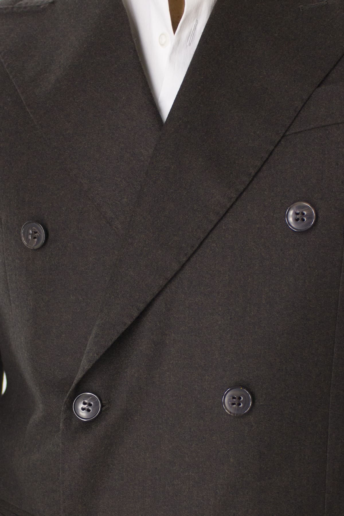 Giacca uomo doppiopetto marrone in lana sartoriale slim fit rever largo vitale barberis canonico
