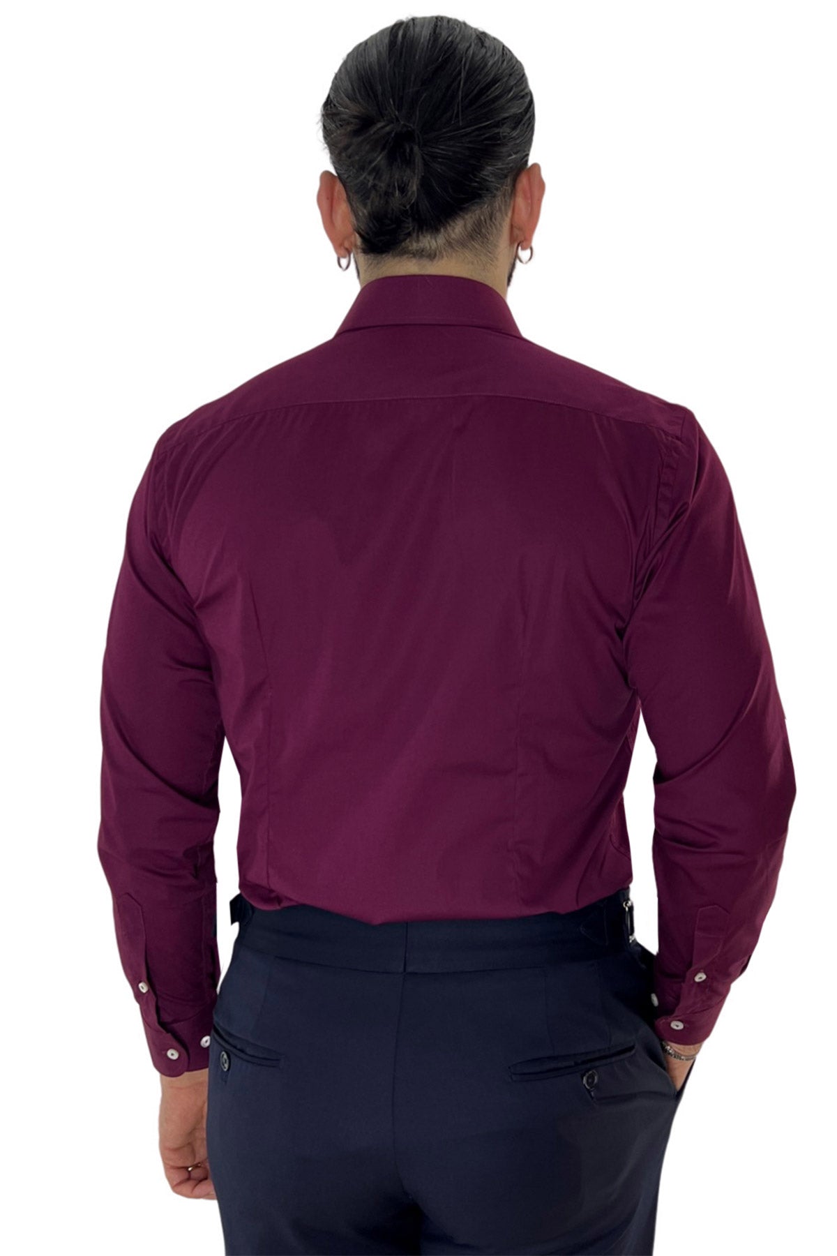 Camicia Uomo Slim Fit cotone elasticizzata Tinta unita sia Casual che Elegante