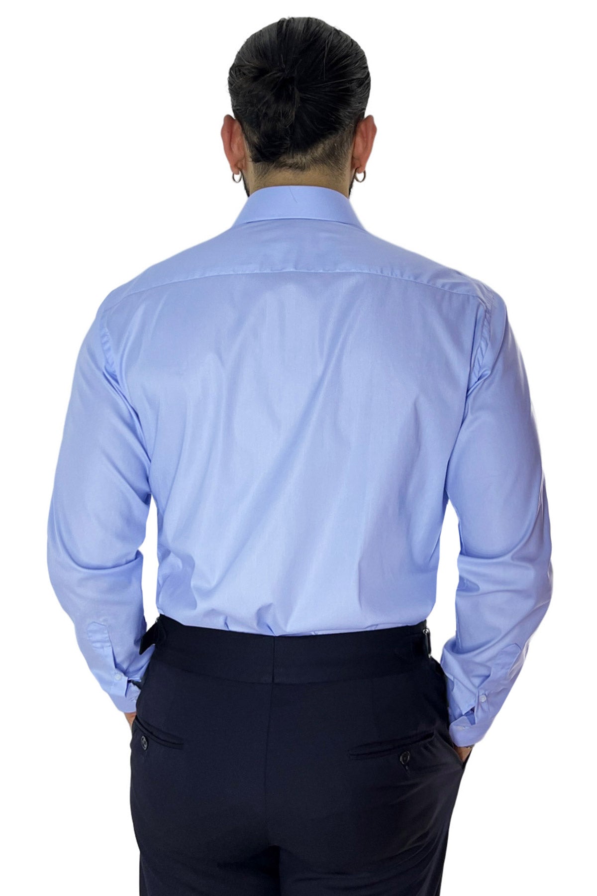 Camicia Uomo Slim Fit cotone elasticizzata Tinta unita sia Casual che Elegante