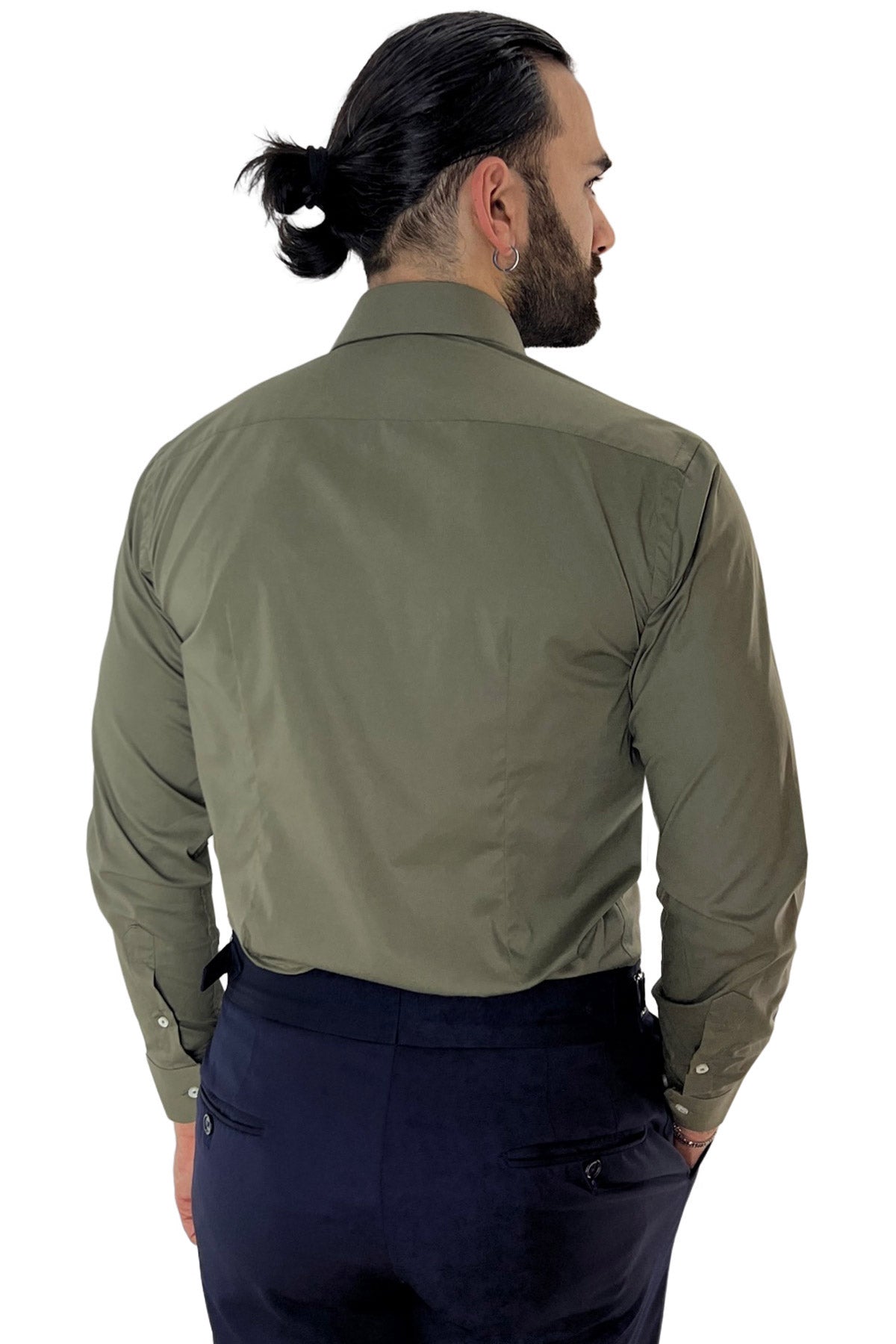 Camicia Uomo Slim Fit cotone elasticizzata Tinta unita sia Casual che Elegante