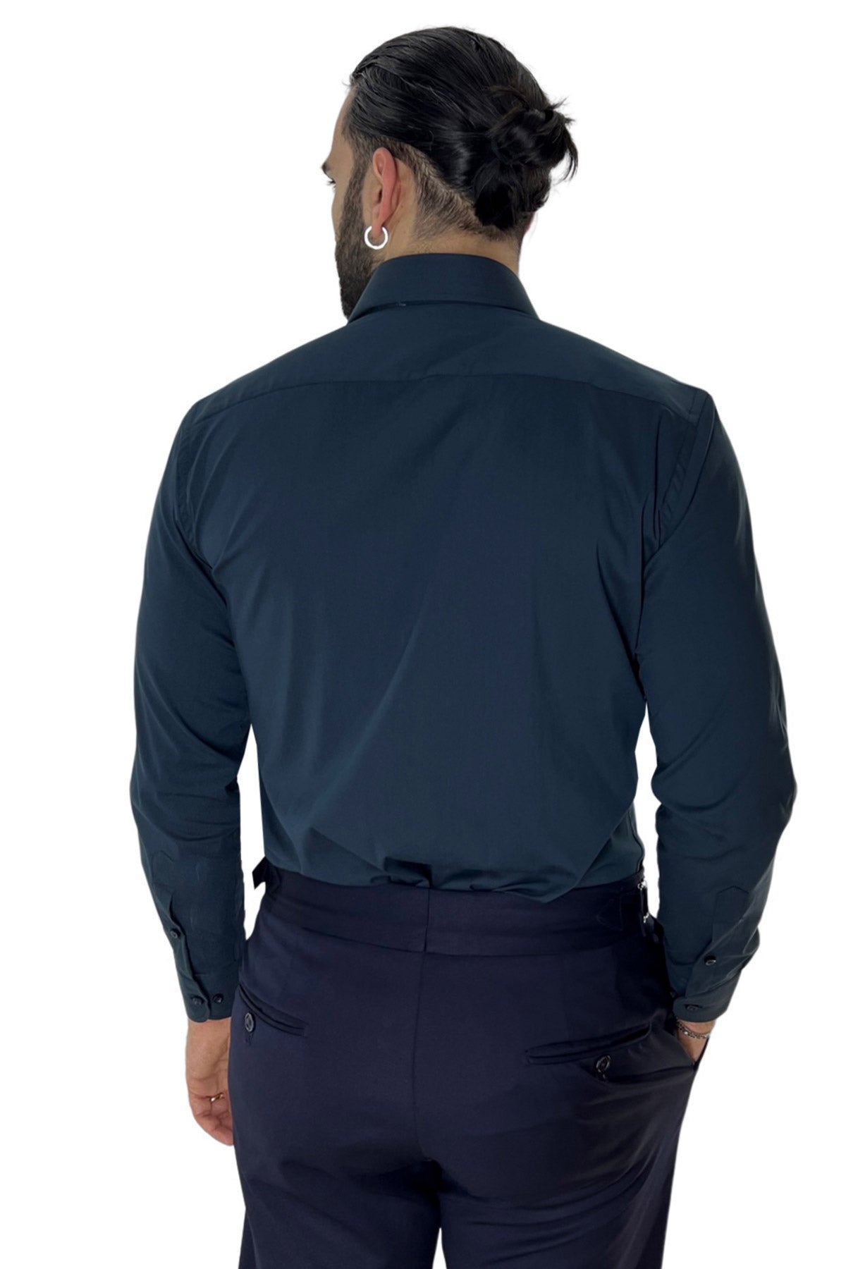 Camicia Uomo Slim Fit cotone elasticizzata Tinta unita sia Casual che Elegante