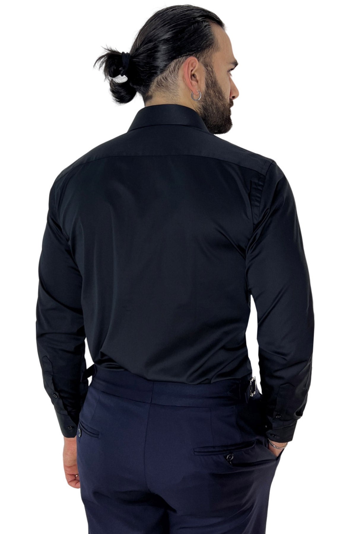Camicia Uomo Slim Fit cotone elasticizzata Tinta unita sia Casual che Elegante