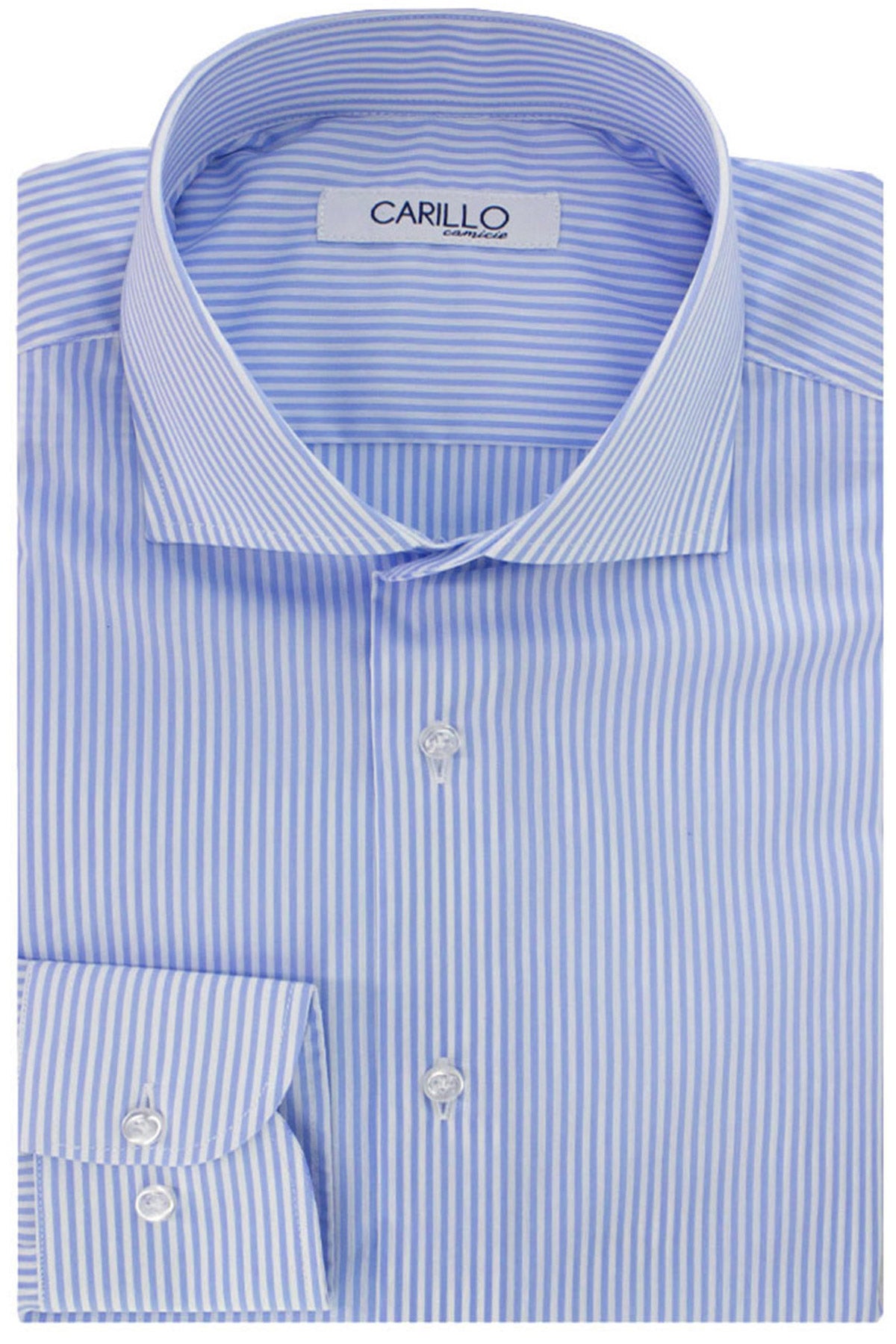 Camicia Uomo righe medie Slim fit cotone Elasticizzata Collo semi francese casual e elegante