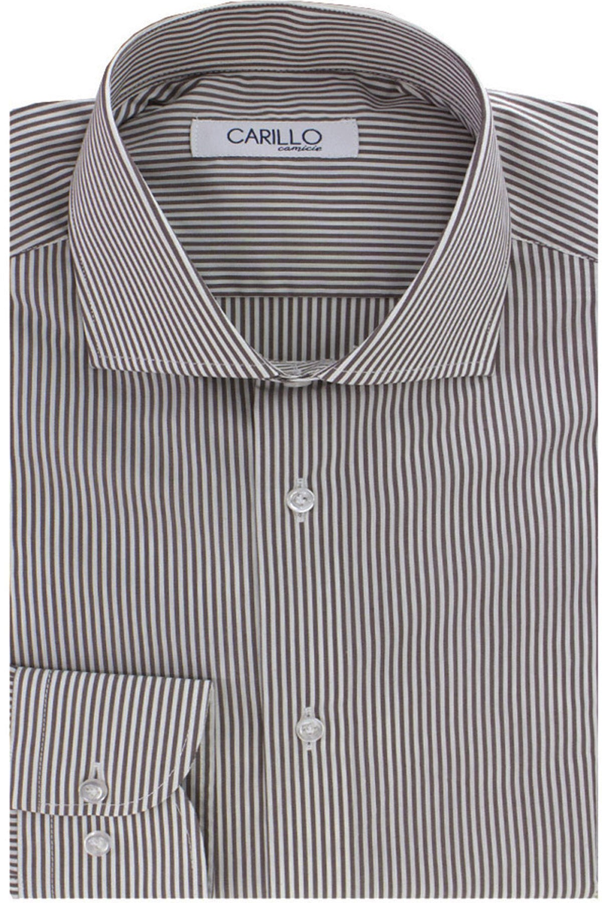 Camicia Uomo righe medie Slim fit cotone Elasticizzata Collo semi francese casual e elegante