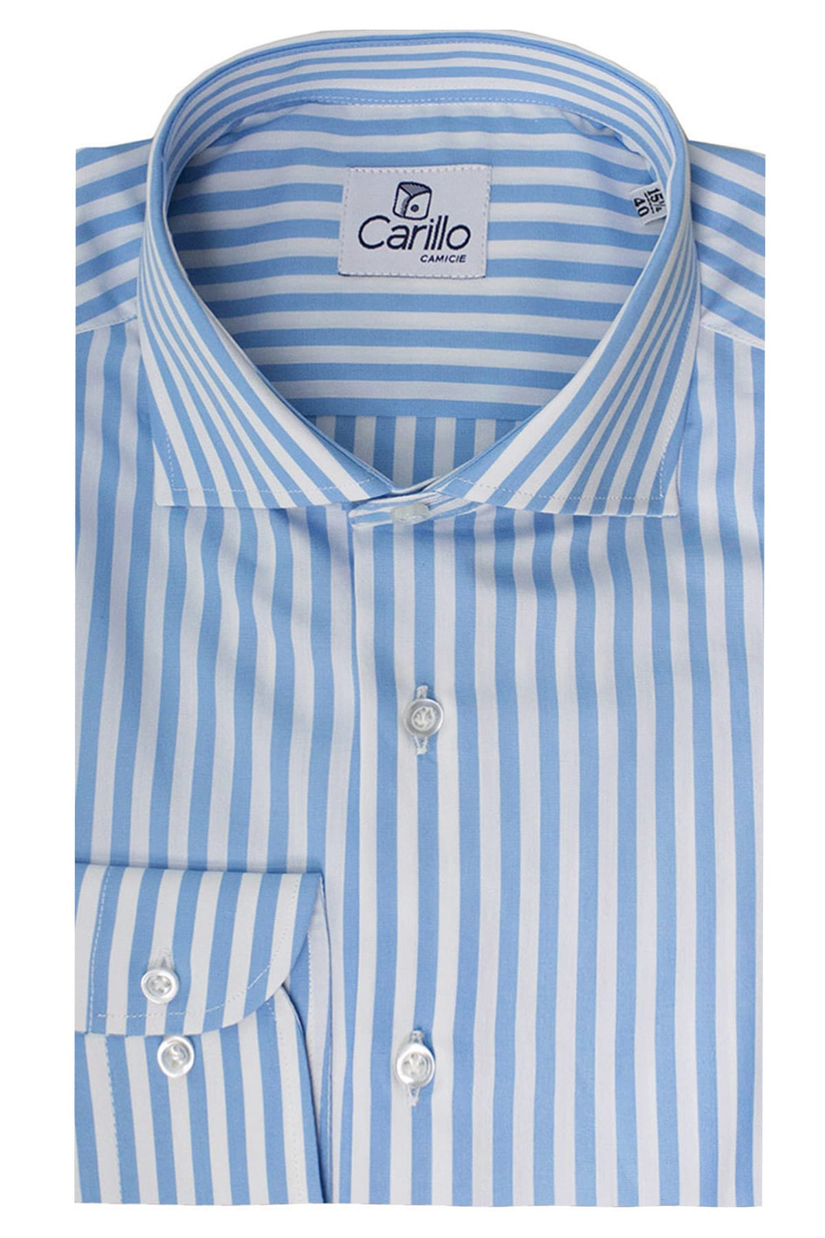 Camicia Uomo righe Larghe Slim fit  Collo semi francese 100% cotone made in italy