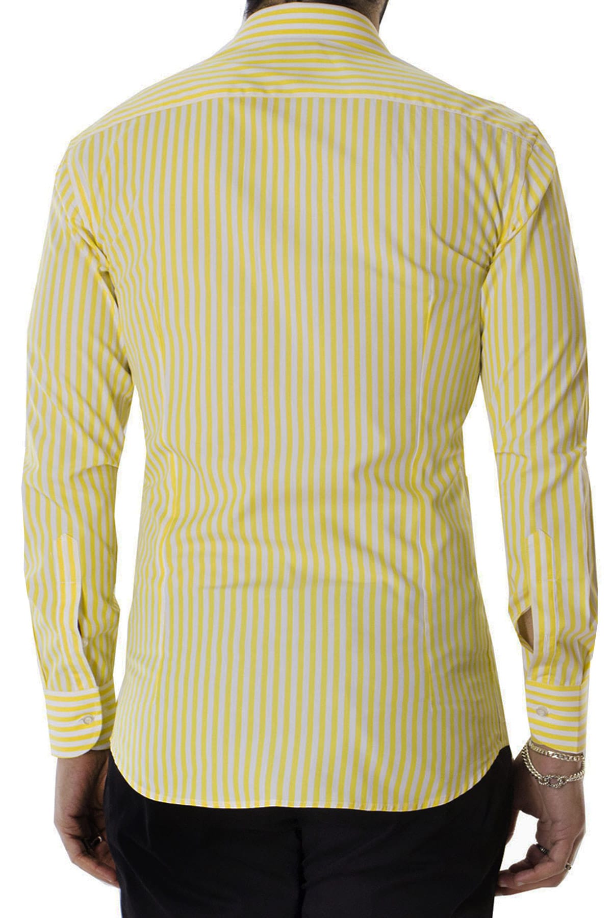Camicia Uomo righe Larghe Slim fit  Collo semi francese 100% cotone made in italy