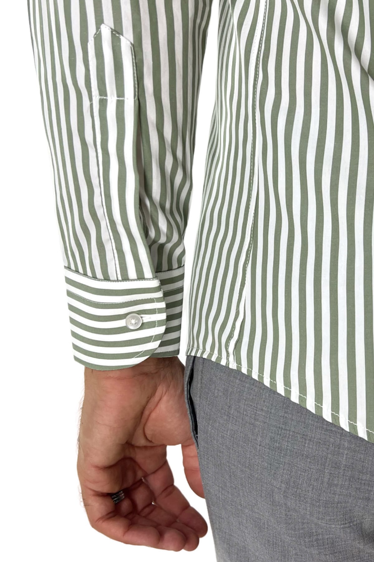 Camicia Uomo righe Larghe Slim fit  Collo semi francese 100% cotone made in italy