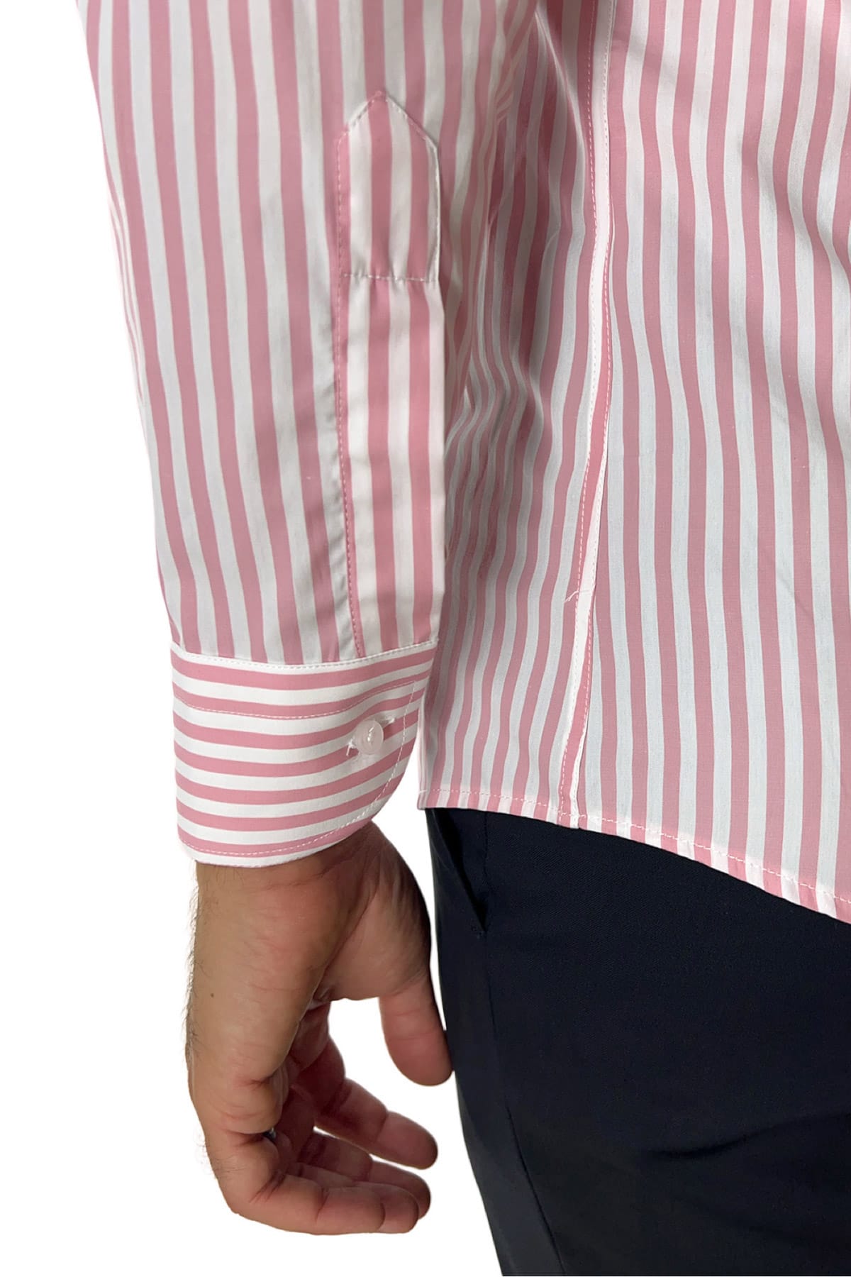 Camicia Uomo righe Larghe Slim fit  Collo semi francese 100% cotone made in italy