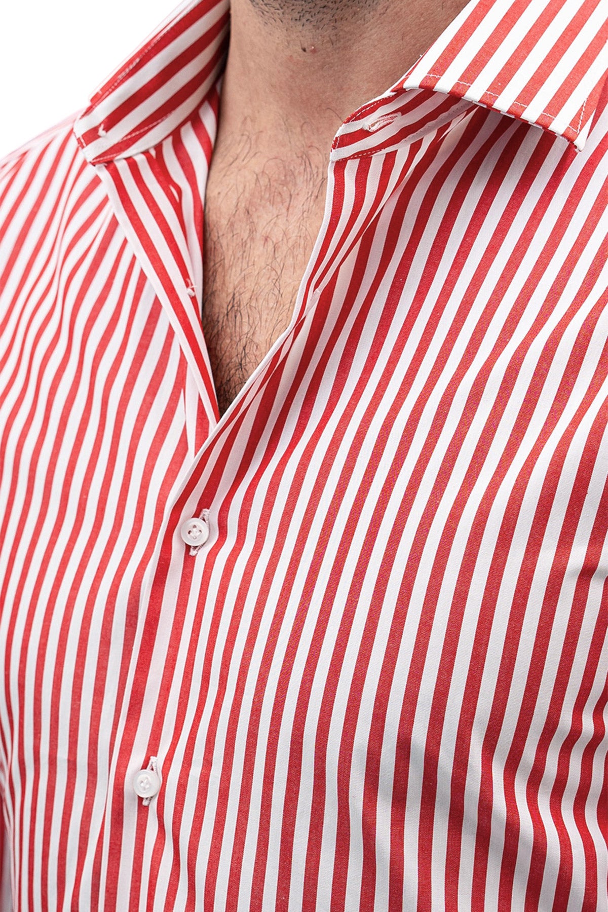 Camicia Uomo righe Larghe Slim fit  Collo semi francese 100% cotone made in italy