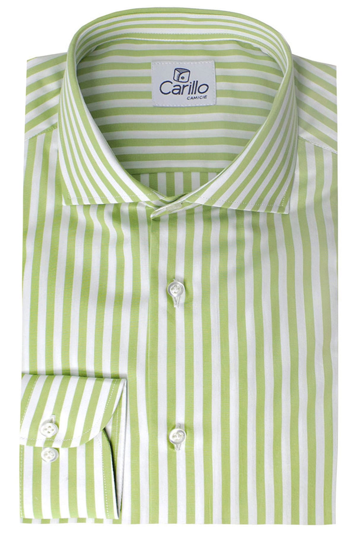 Camicia Uomo righe Larghe Slim fit  Collo semi francese 100% cotone made in italy