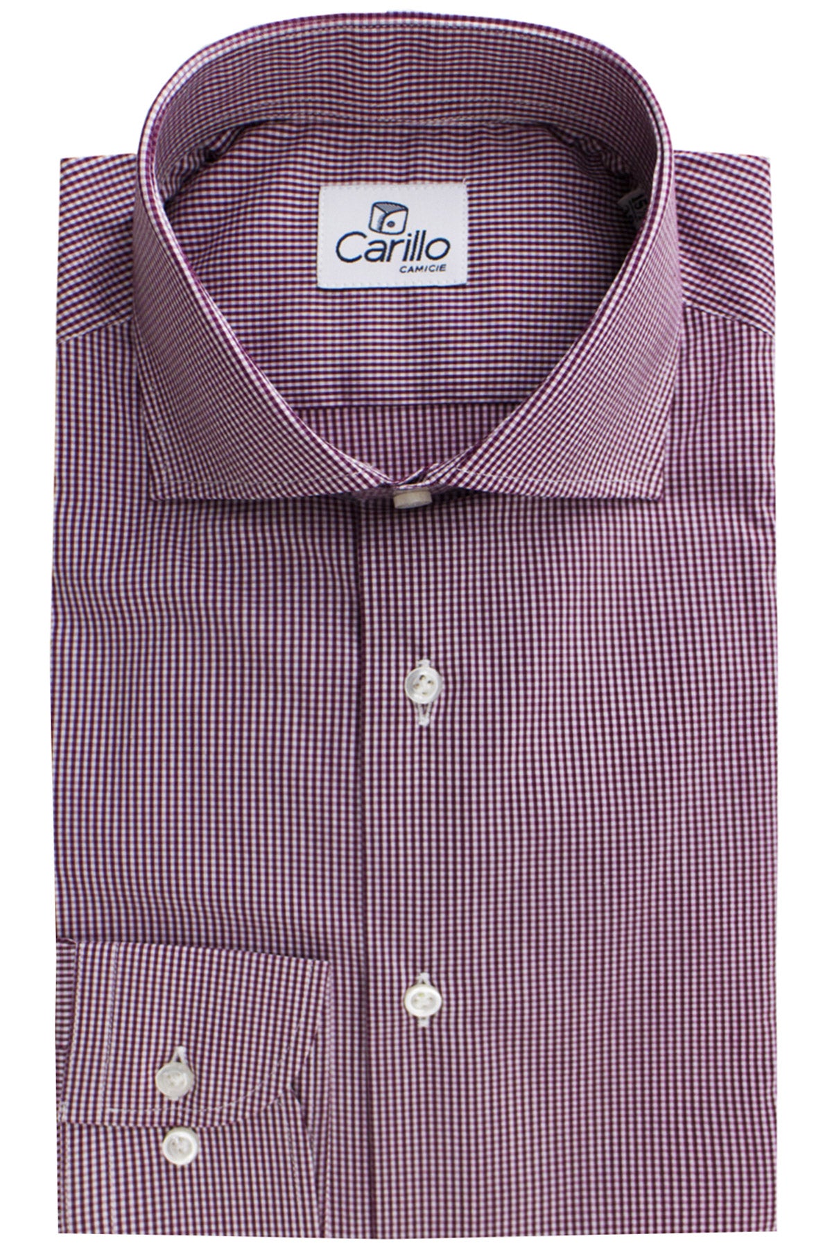 Camicia Uomo microquadro Slim Fit Collo semi francese cotone Elasticizzata casual e elegante