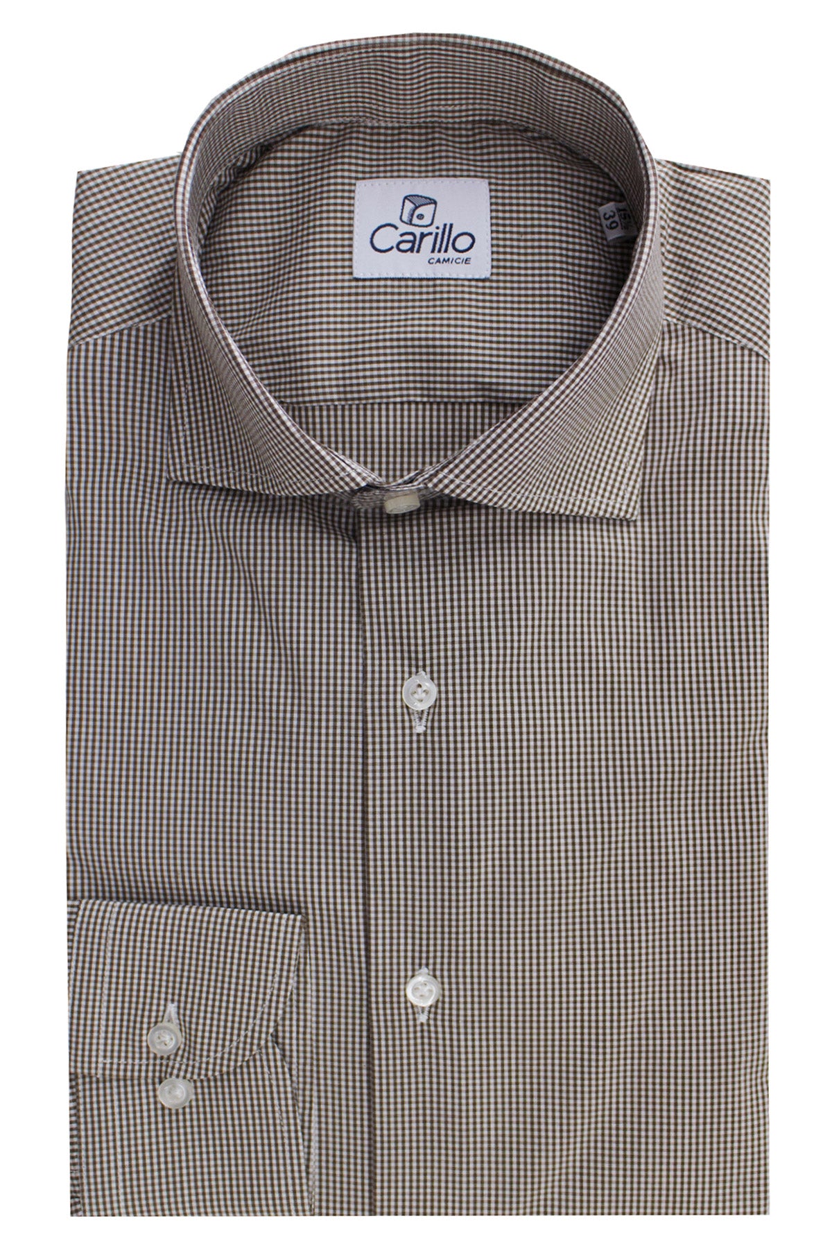 Camicia Uomo microquadro Slim Fit Collo semi francese cotone Elasticizzata casual e elegante