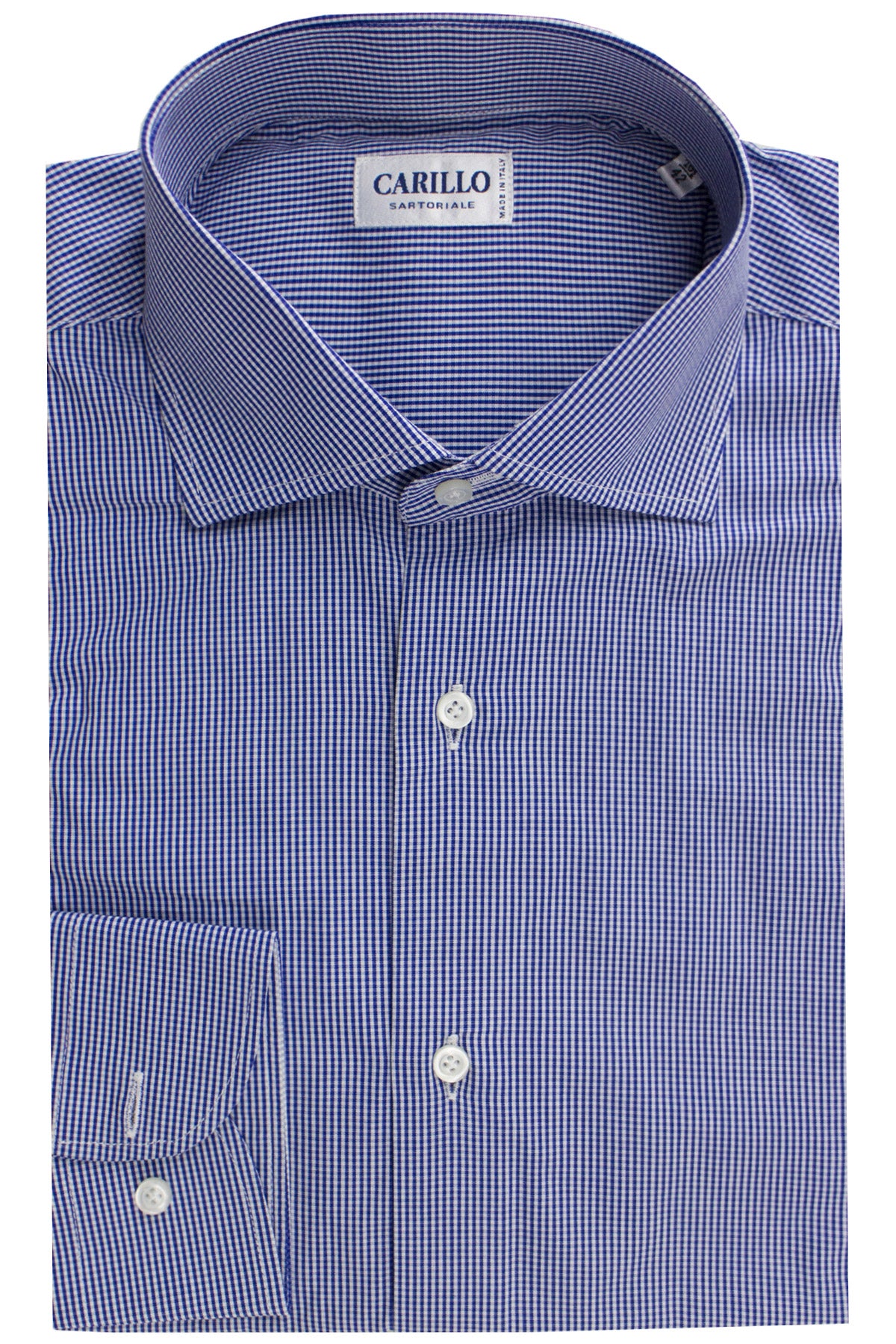 Camicia Uomo microquadro Slim Fit Collo semi francese cotone Elasticizzata casual e elegante