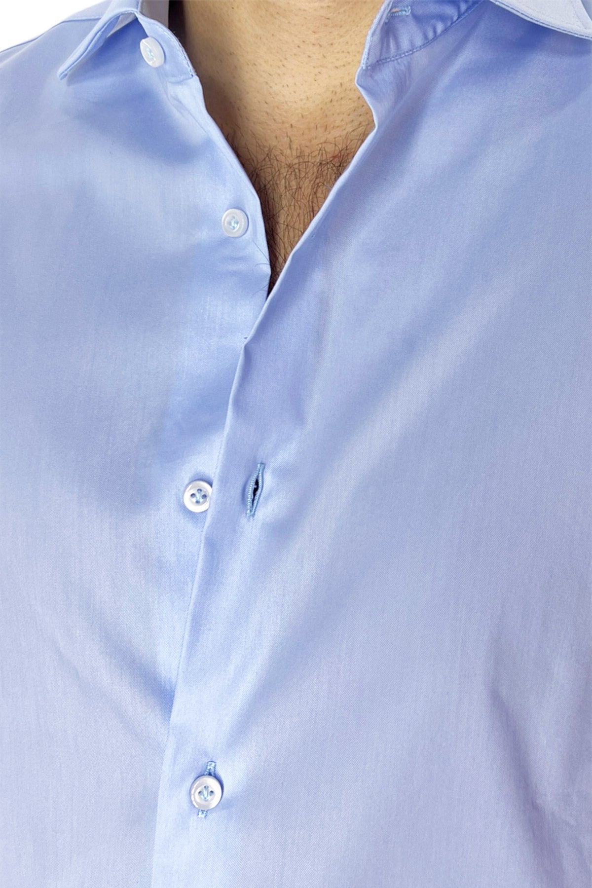 Camicia Uomo Regular fit cotone Elastico Collo semi francese tinta unita Casual ed elegante