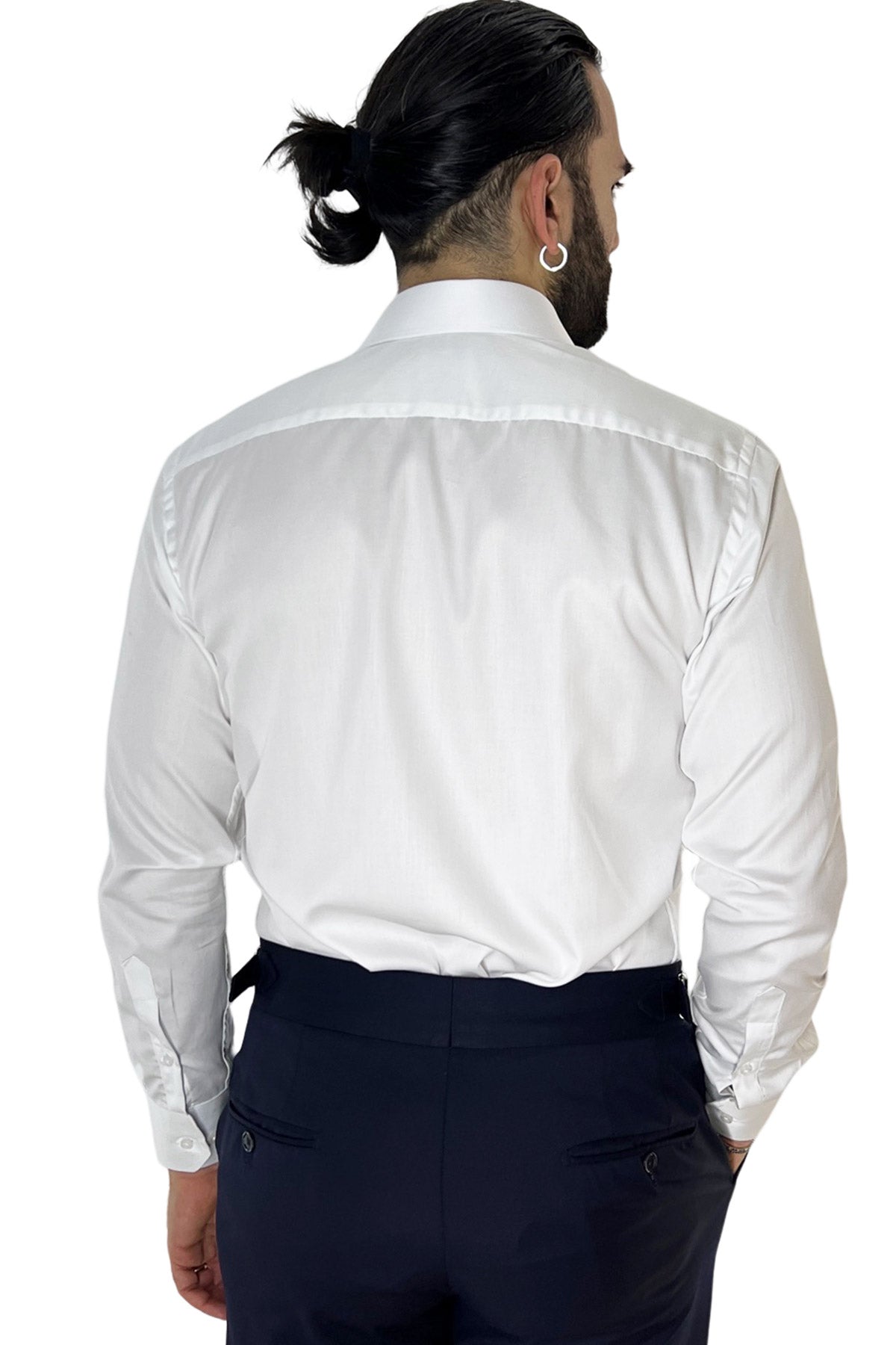 Camicia Uomo Regular fit cotone Elastico Collo semi francese tinta unita Casual ed elegante