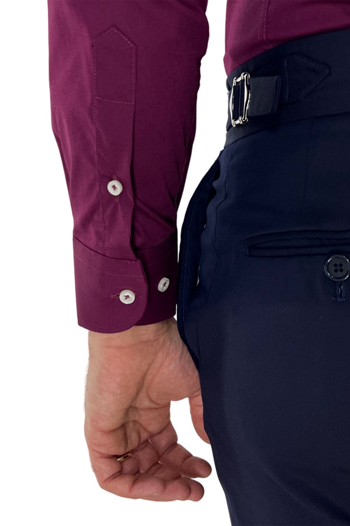 Camicia Uomo Regular fit cotone Elastico Collo semi francese tinta unita Casual ed elegante