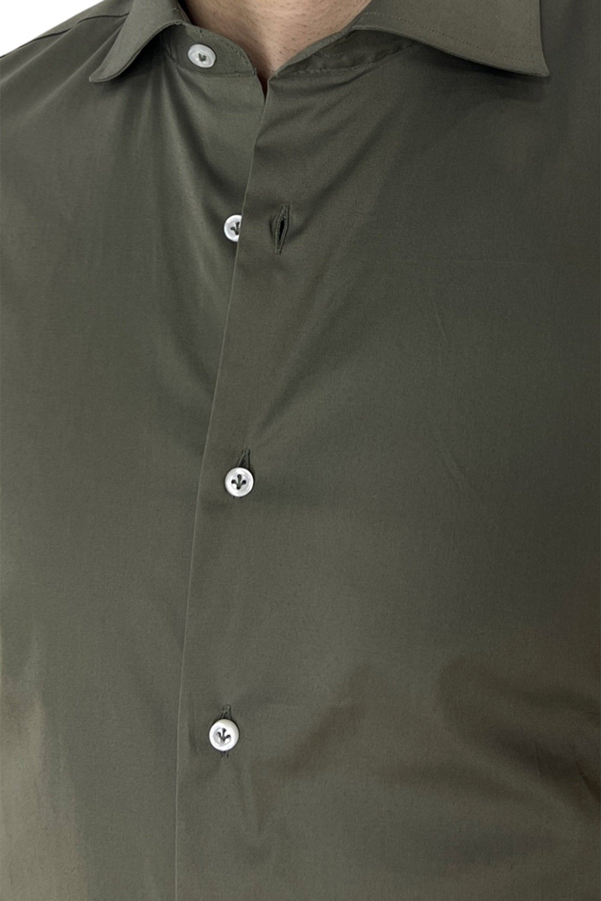 Camicia Uomo Regular fit cotone Elastico Collo semi francese tinta unita Casual ed elegante