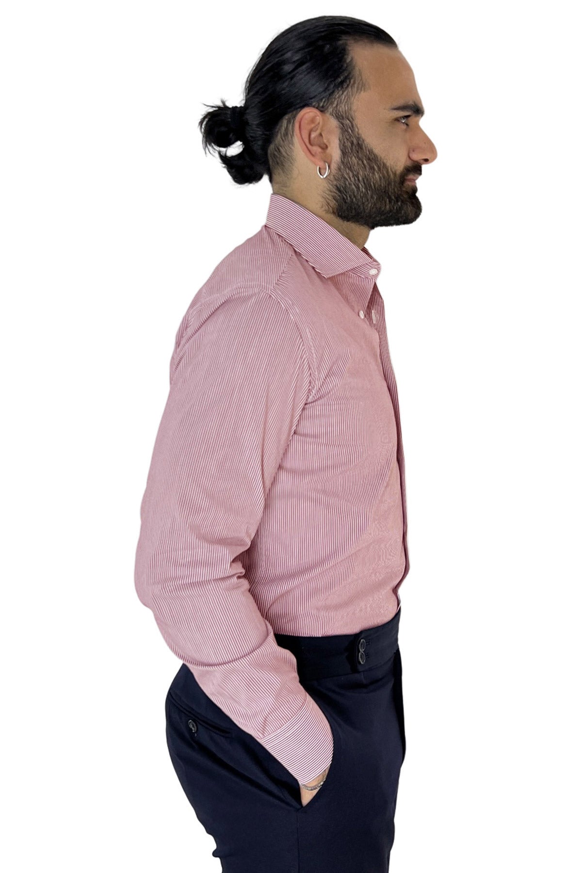 Camicia Uomo millerighe Regular fit Elasticizzata Collo semi francese sia Casual che Elegante