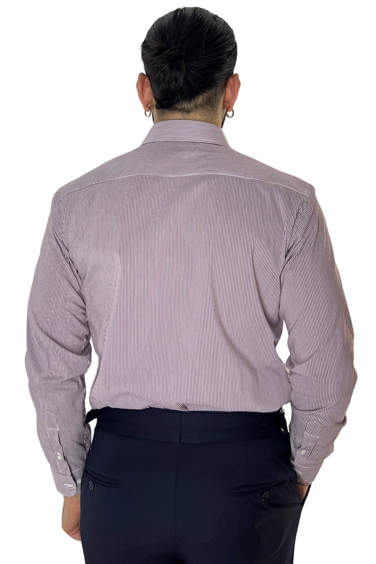 Camicia Uomo millerighe Regular fit Elasticizzata Collo semi francese sia Casual che Elegante