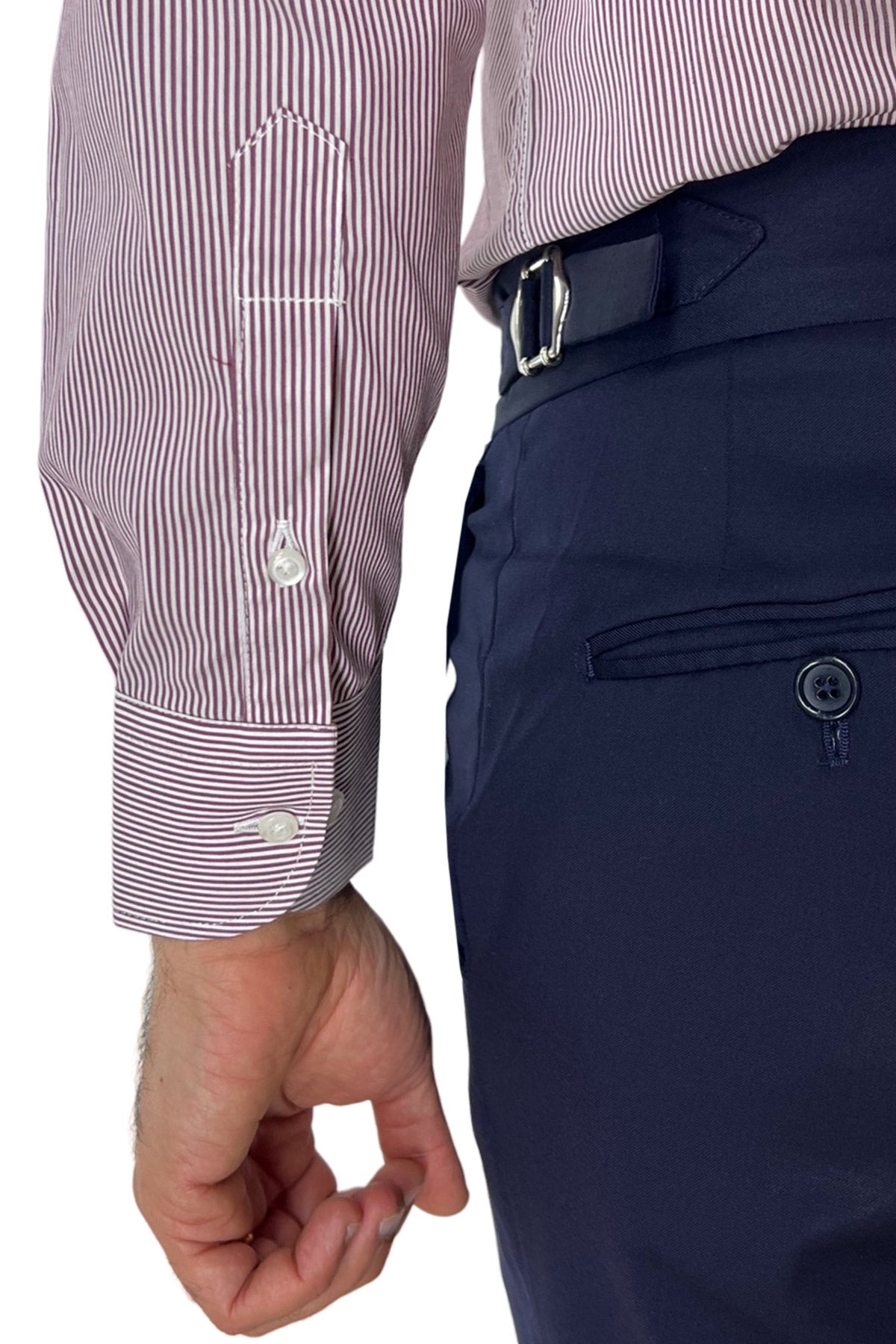 Camicia Uomo millerighe Regular fit Elasticizzata Collo semi francese sia Casual che Elegante