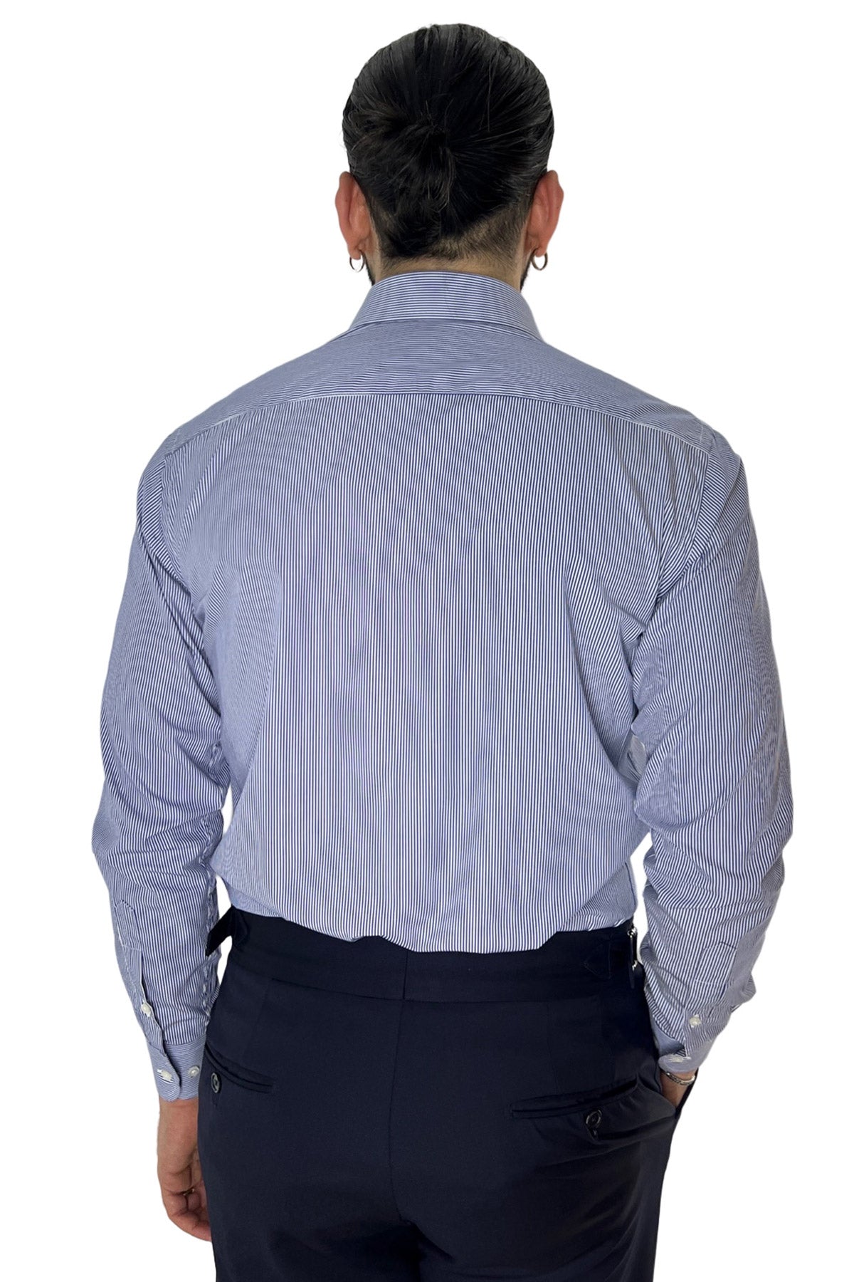 Camicia Uomo millerighe Regular fit Elasticizzata Collo semi francese sia Casual che Elegante