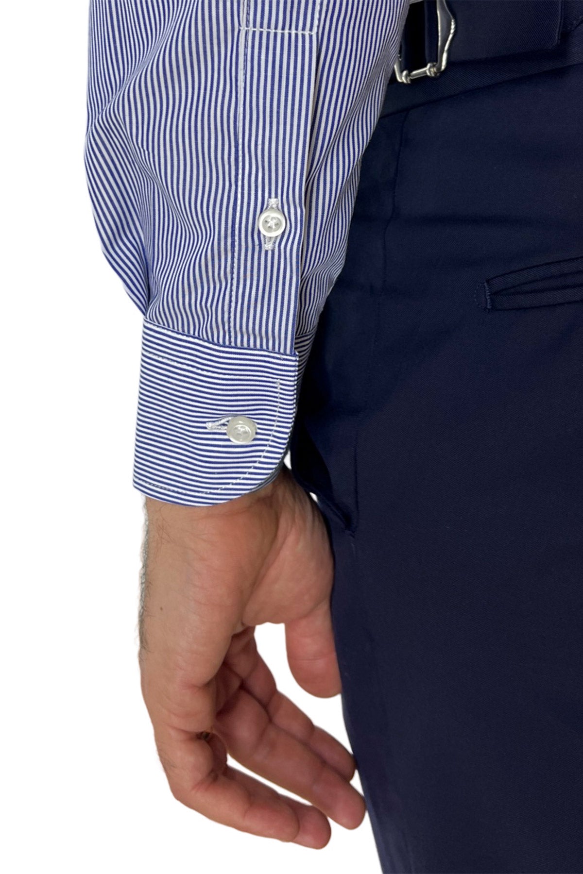 Camicia Uomo millerighe Regular fit Elasticizzata Collo semi francese sia Casual che Elegante