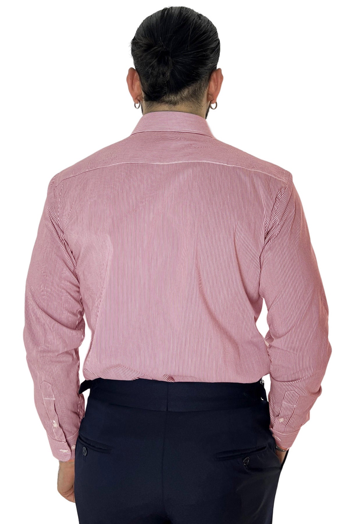 Camicia Uomo millerighe Regular fit Elasticizzata Collo semi francese sia Casual che Elegante