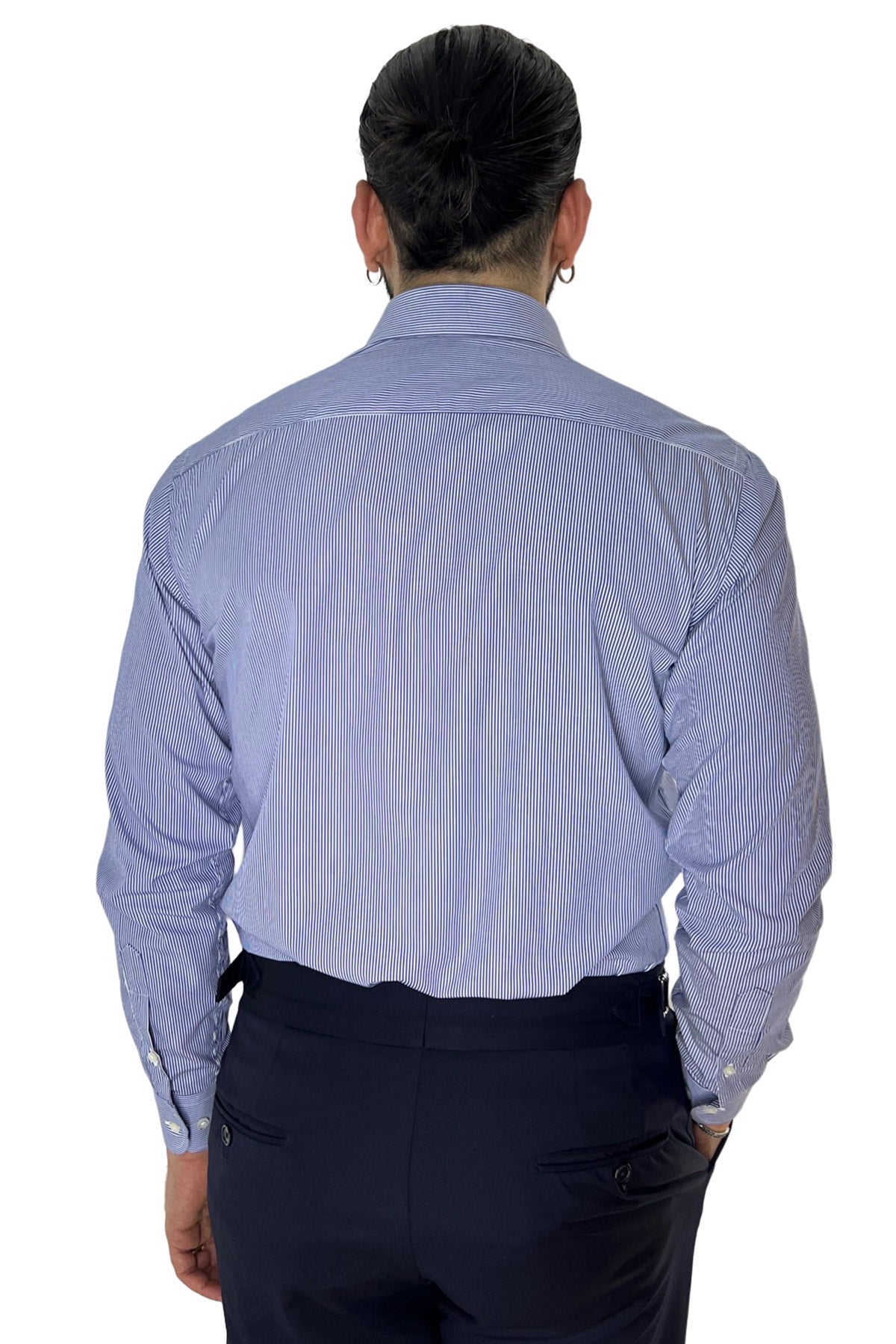Camicia Uomo millerighe Regular fit Elasticizzata Collo semi francese sia Casual che Elegante