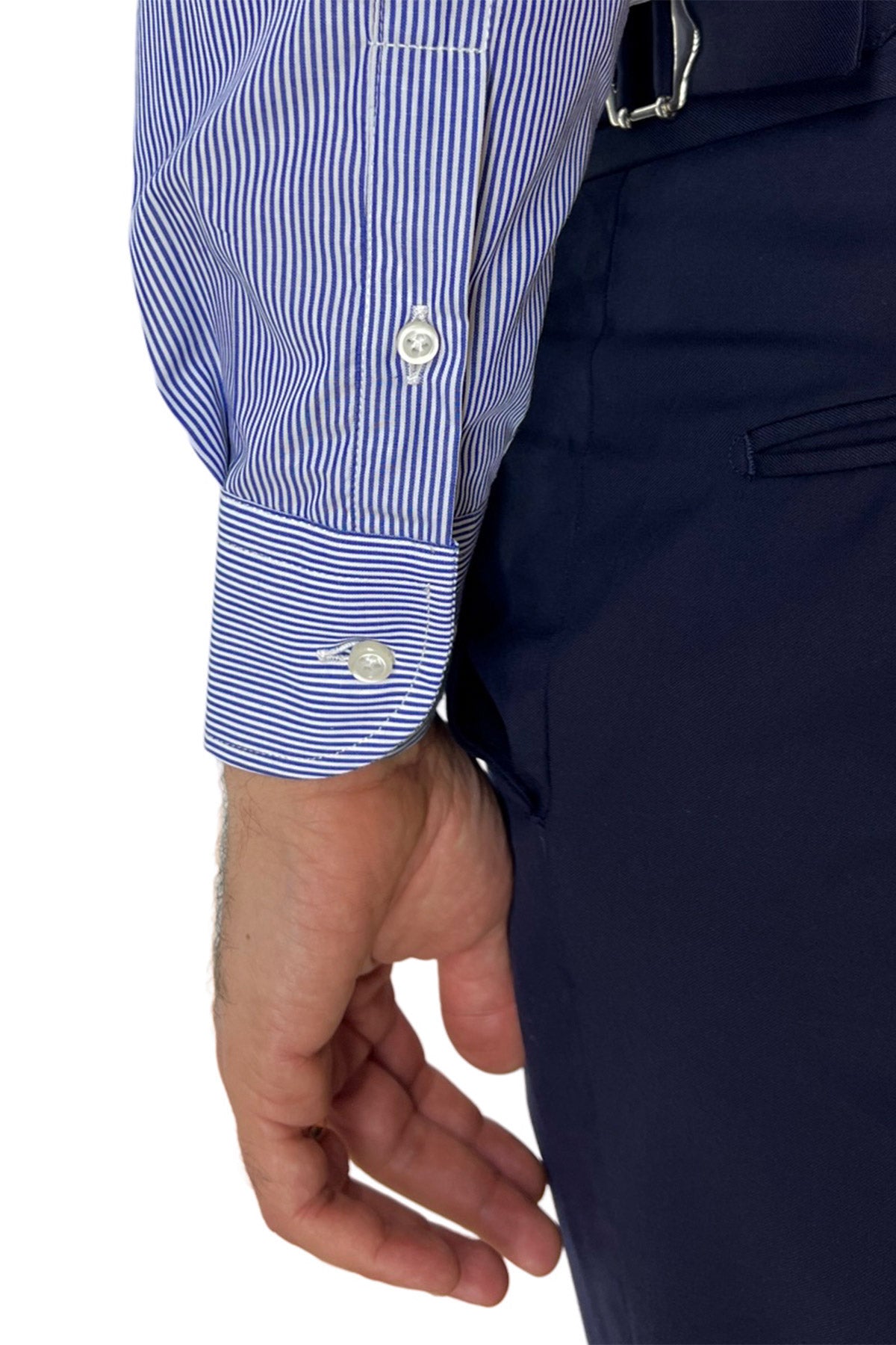 Camicia Uomo millerighe Regular fit Elasticizzata Collo semi francese sia Casual che Elegante