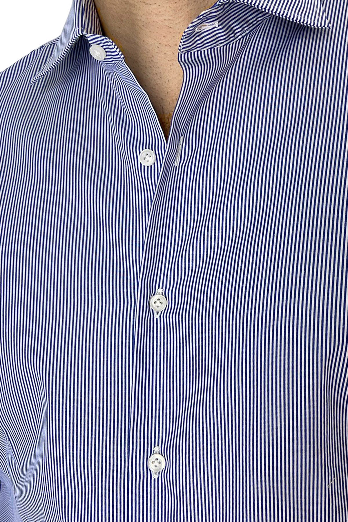Camicia Uomo millerighe Regular fit Elasticizzata Collo semi francese sia Casual che Elegante