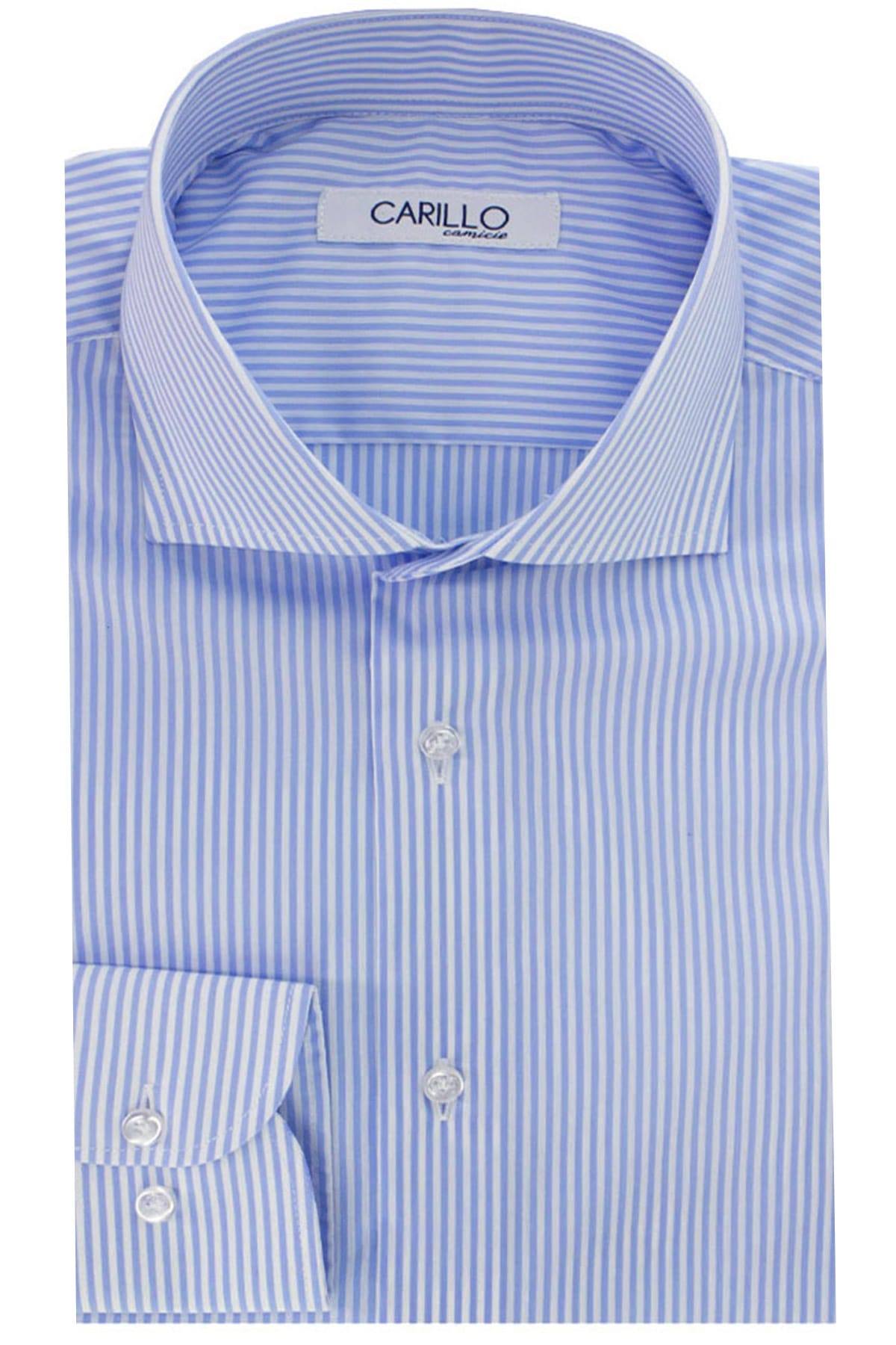 Camicia Uomo riga larga 100% cotone collo semi francese Regular Fit made in italy Casual e Elegante