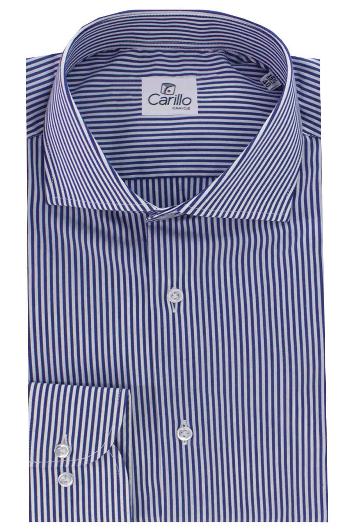 Camicia Uomo riga larga 100% cotone collo semi francese Regular Fit made in italy Casual e Elegante