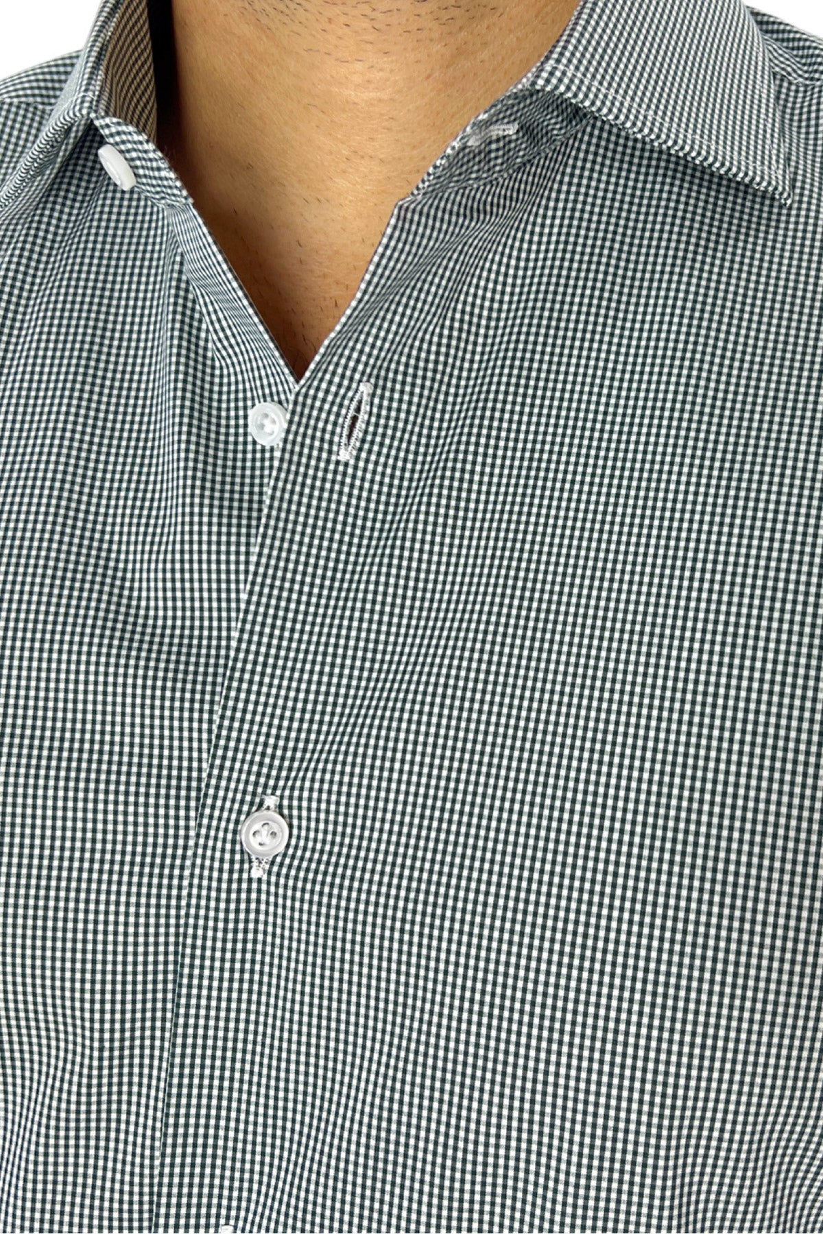 Camicia Uomo micro quadro Regular Fit Collo semi francese cotone Elasticizzata casual ed elegante