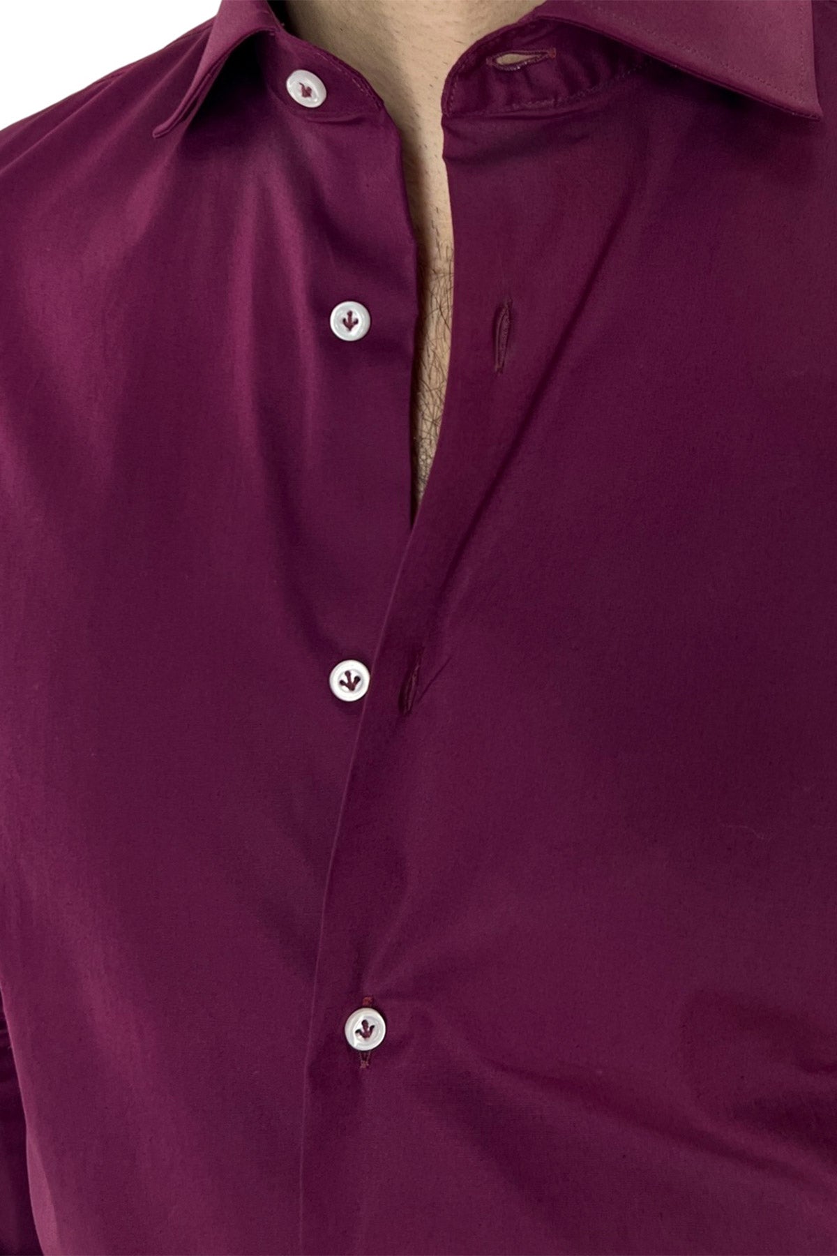 Camicia Uomo Regular fit cotone Elastico Collo semi francese tinta unita Casual ed elegante