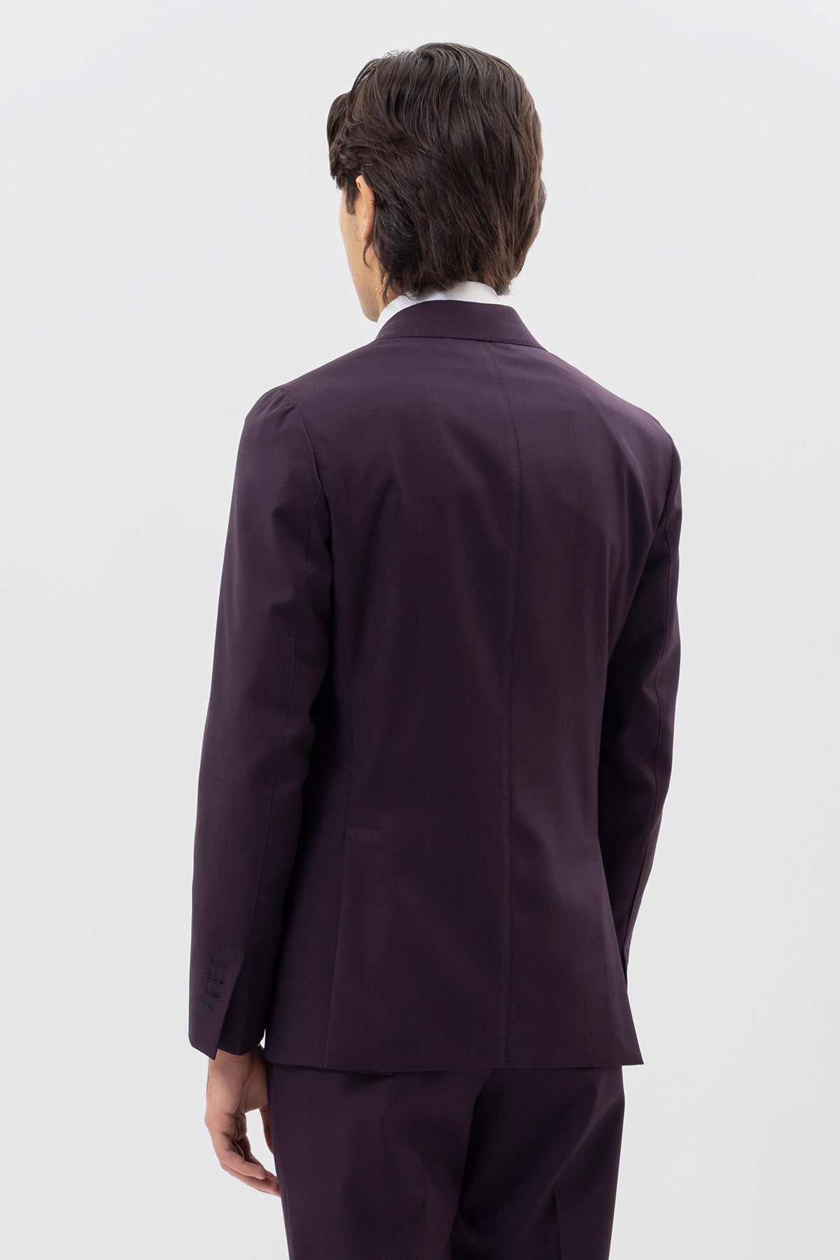 Giacca uomo doppiopetto viola in fresco lana 120's Holland & Sherry