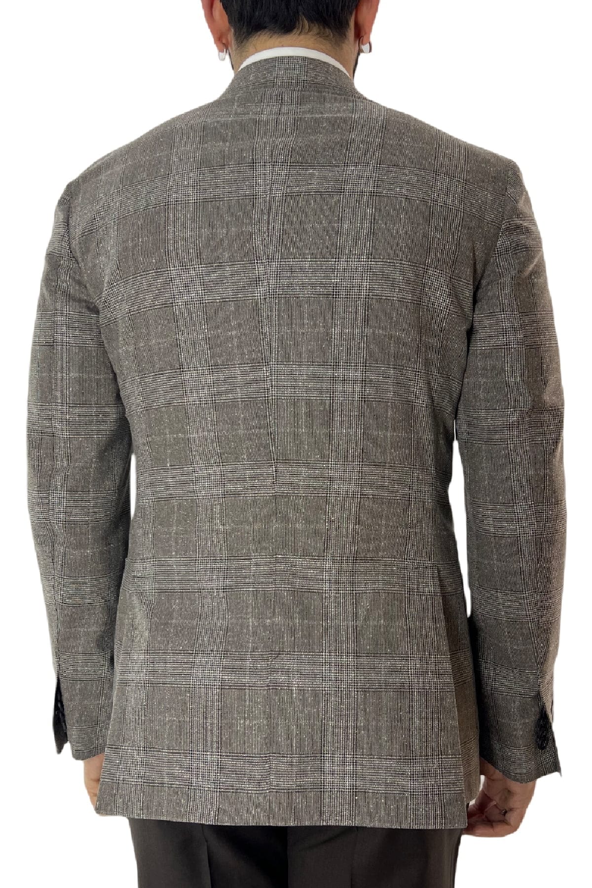 Giacca uomo monopetto fango principe di galles in fresco lana 240 grammi Vitale Barberis Canonico