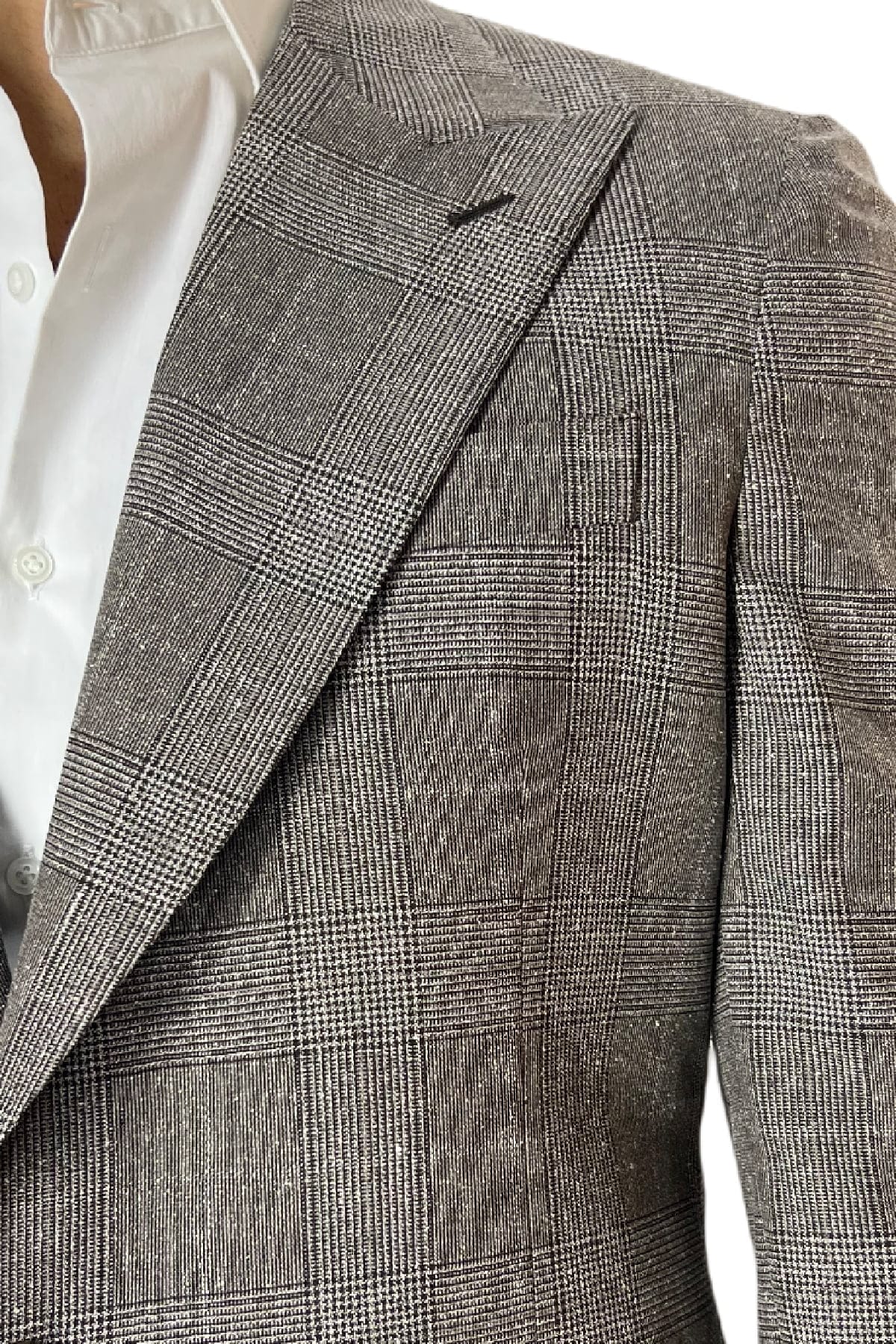 Giacca uomo monopetto fango principe di galles in fresco lana 240 grammi Vitale Barberis Canonico