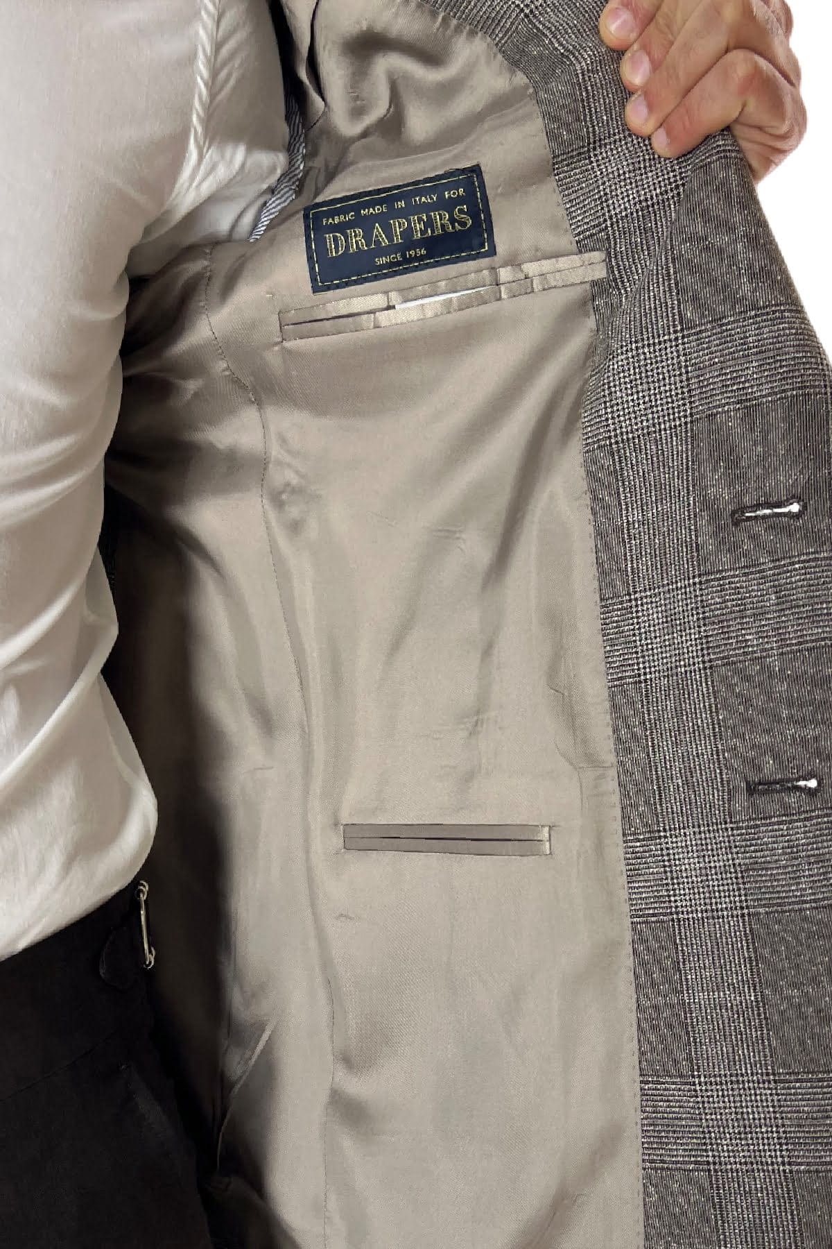 Giacca uomo monopetto fango principe di galles in fresco lana 240 grammi Vitale Barberis Canonico