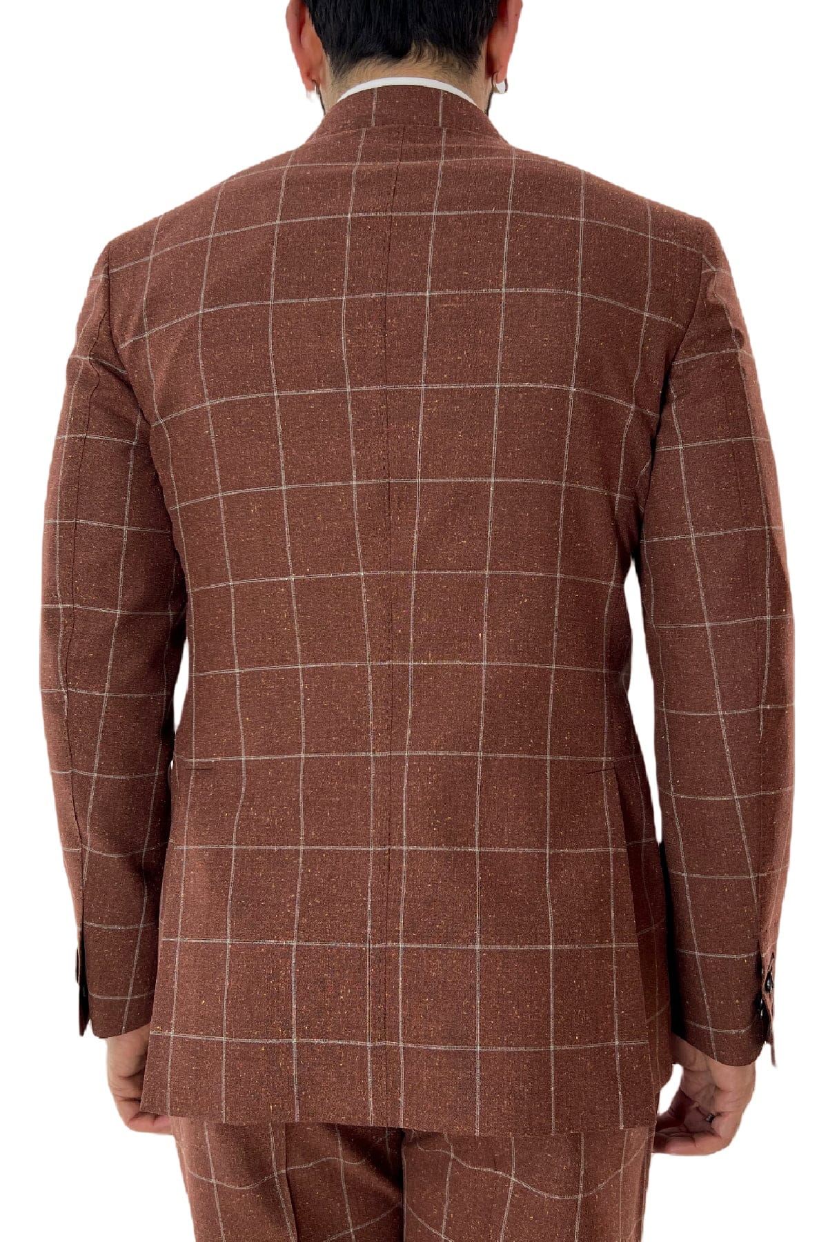 Giacca uomo doppiopetto arancio fantasia quadri 240 grammi Vitale Barberis Canonico