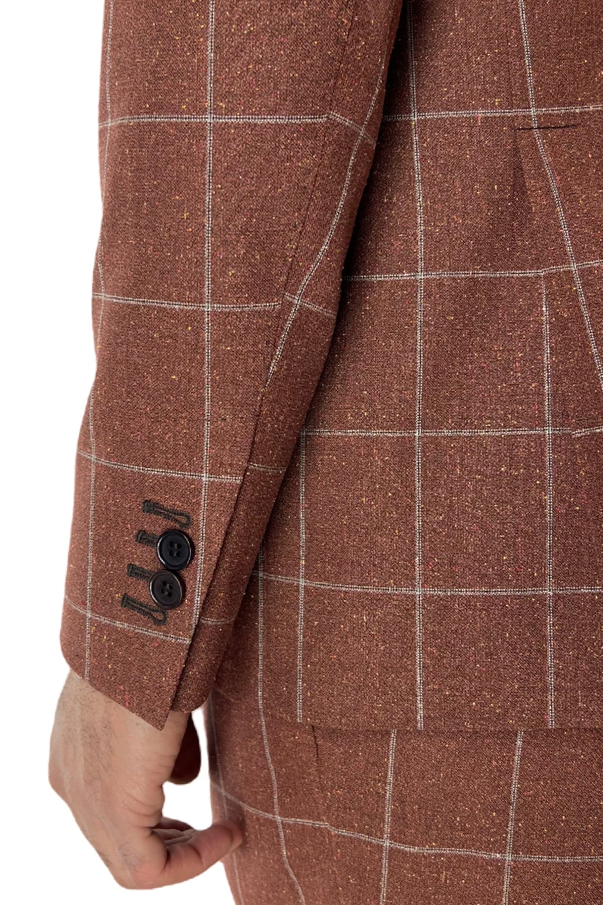 Giacca uomo doppiopetto arancio fantasia quadri 240 grammi Vitale Barberis Canonico