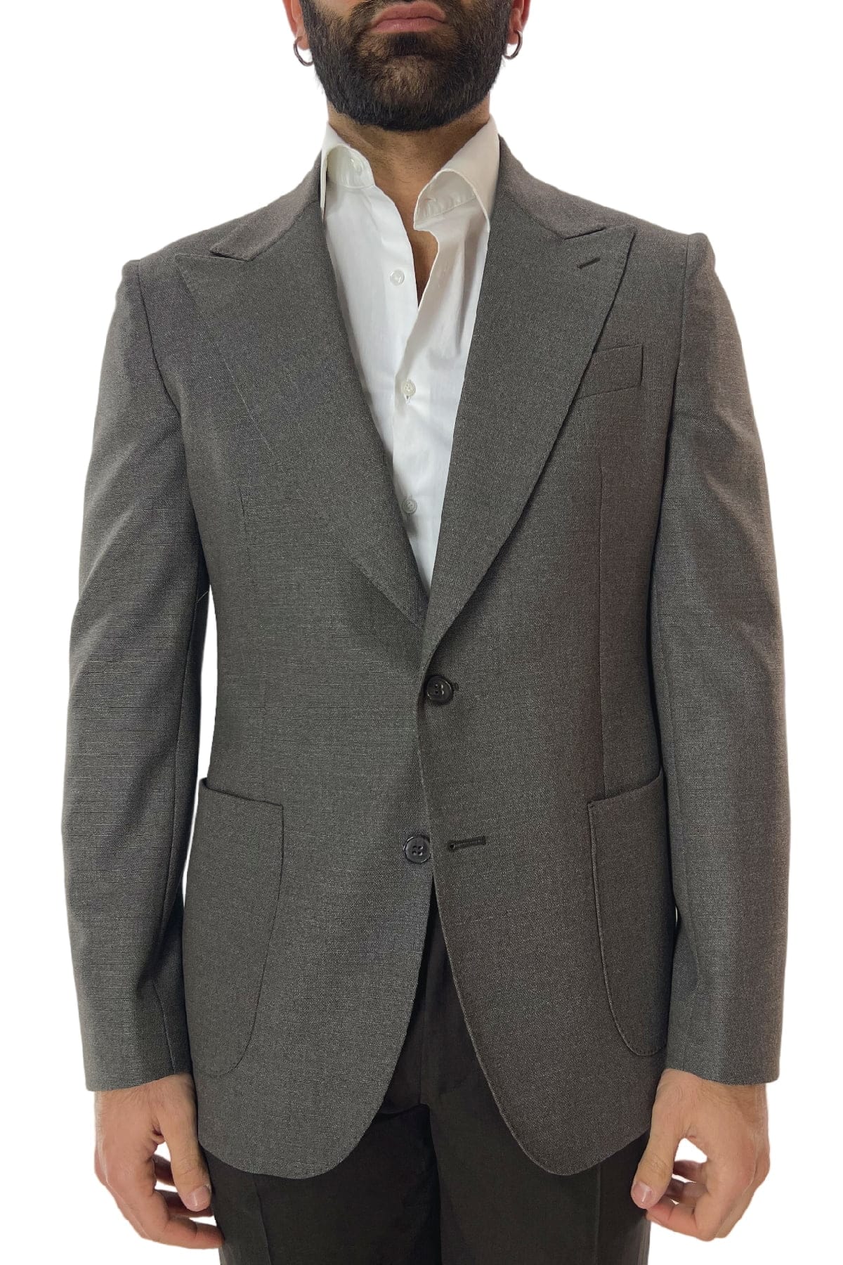 Giacca uomo monopetto fango nido d'ape in fresco lana 480 grammi Vitale Barberis Canonico