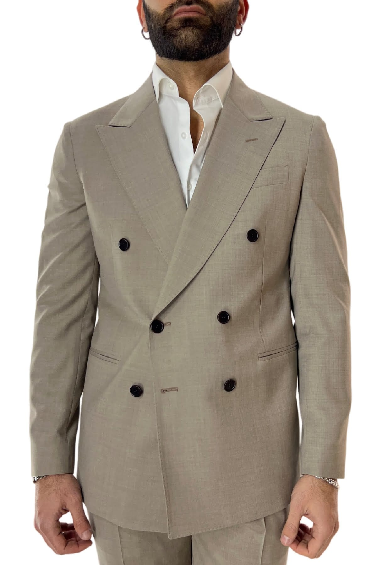 Giacca uomo doppiopetto Fango in fresco lana made in italy