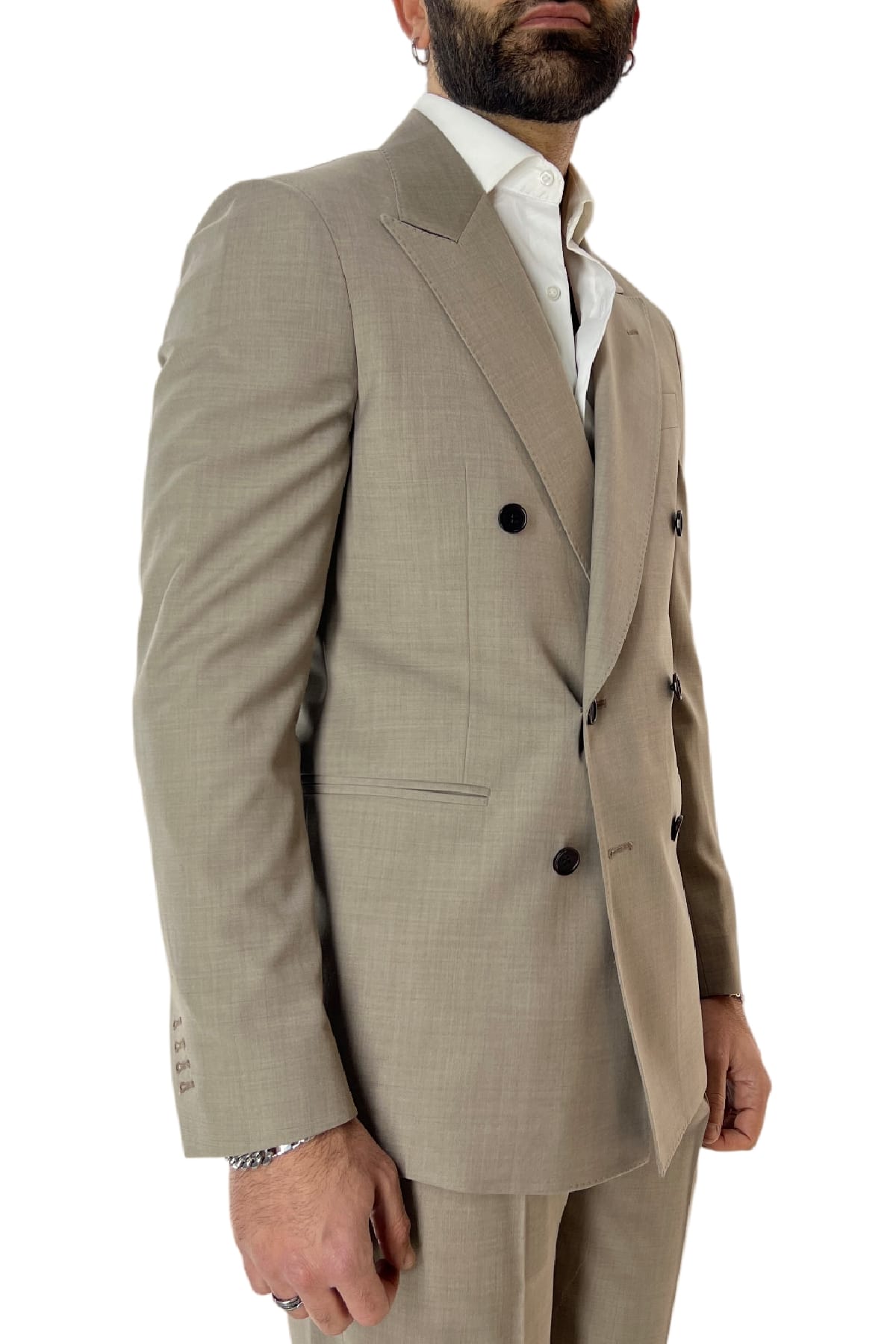 Giacca uomo doppiopetto Fango in fresco lana made in italy