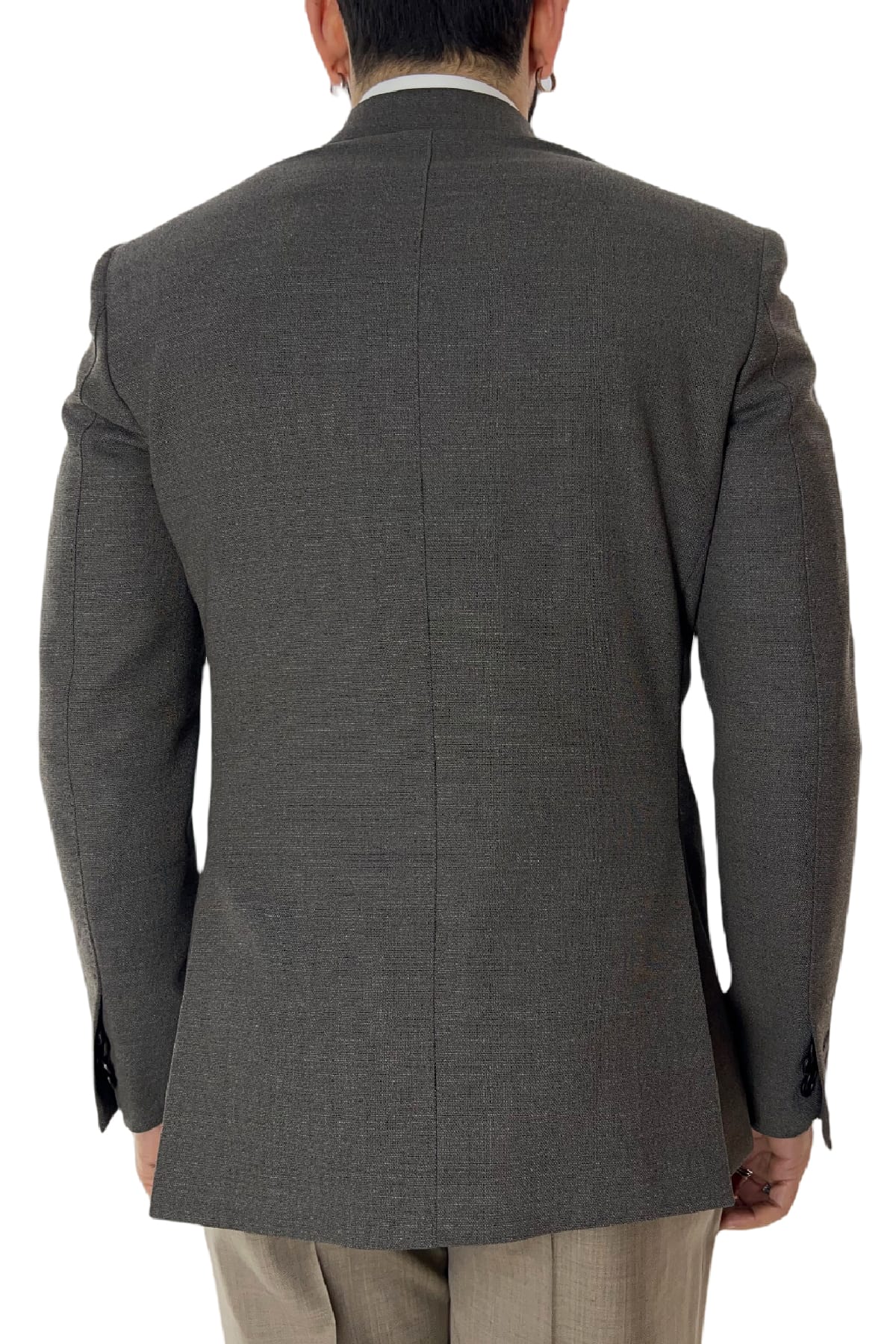 Giacca uomo doppiopetto fango nido d'ape in fresco lana 480 grammi Vitale Barberis Canonico