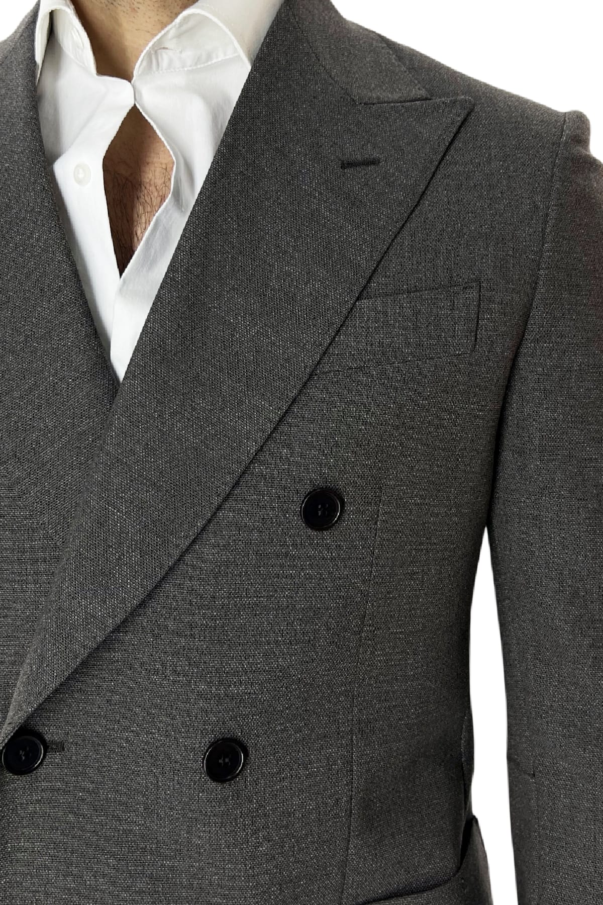 Giacca uomo doppiopetto fango nido d'ape in fresco lana 480 grammi Vitale Barberis Canonico