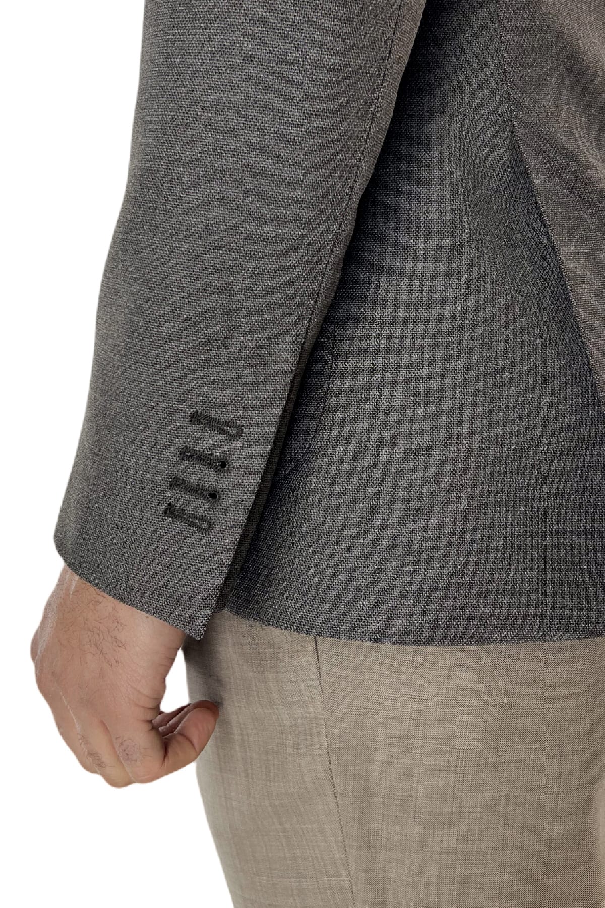 Giacca uomo doppiopetto fango nido d'ape in fresco lana 480 grammi Vitale Barberis Canonico