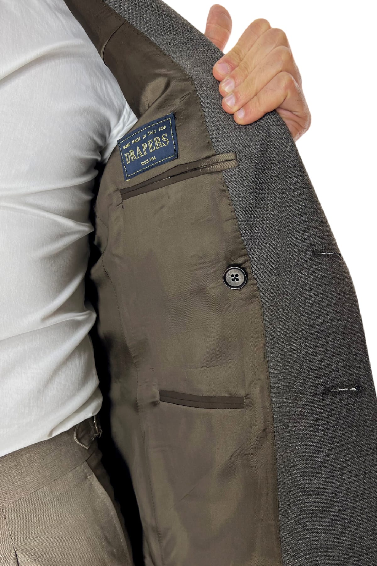 Giacca uomo doppiopetto fango nido d'ape in fresco lana 480 grammi Vitale Barberis Canonico
