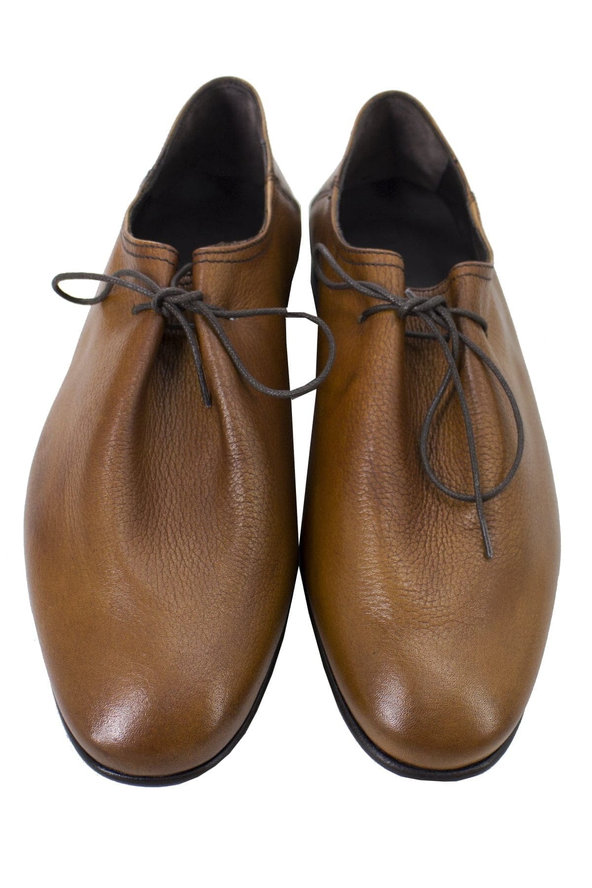 Scarpe basse da uomo cuoio in vera pelle con chiusura laccio e suola in cuoio made in italy