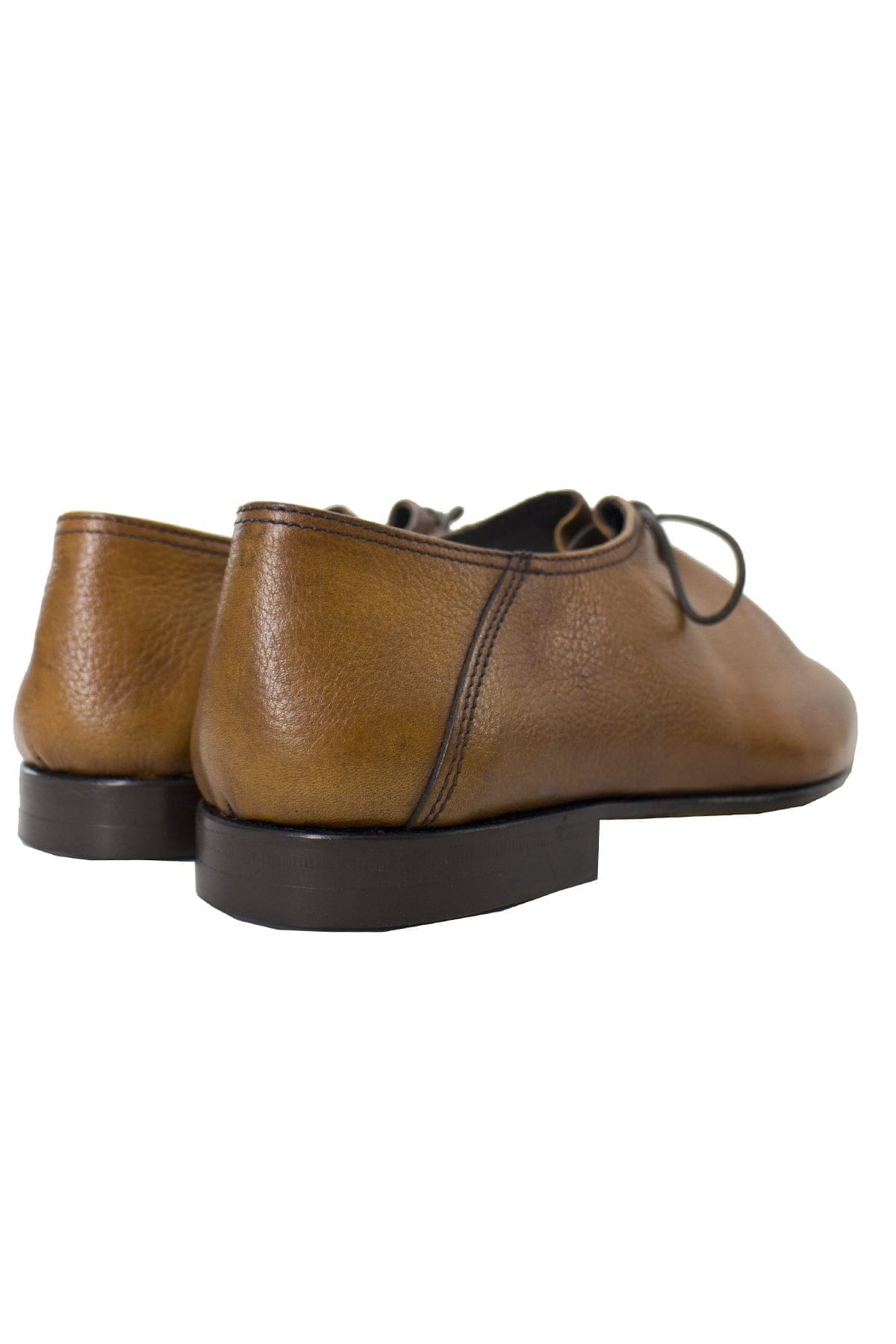 Scarpe basse da uomo cuoio in vera pelle con chiusura laccio e suola in cuoio made in italy