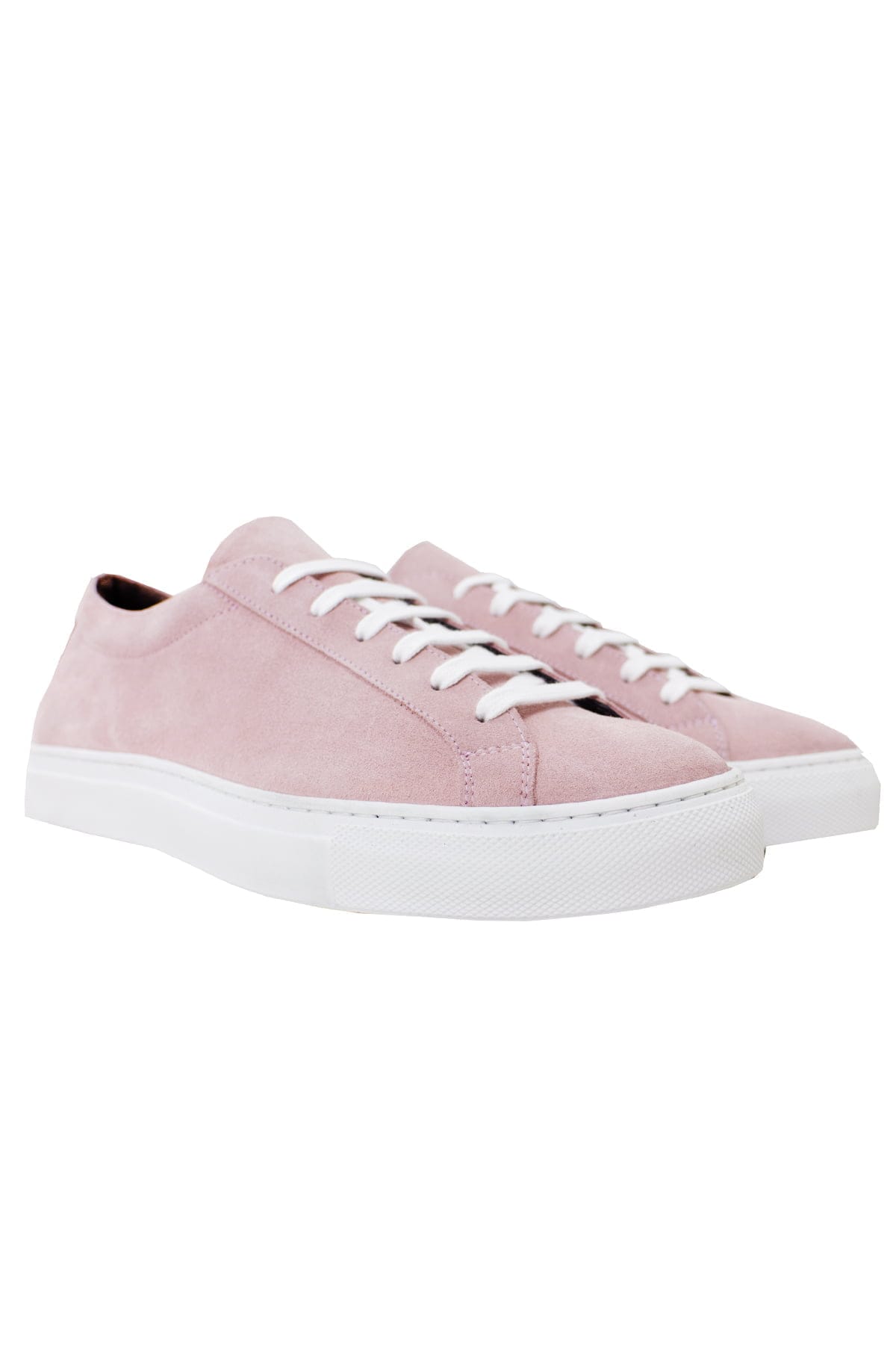 Sneakers uomo rosa in camoscio con suola in gomma bianca made in italy